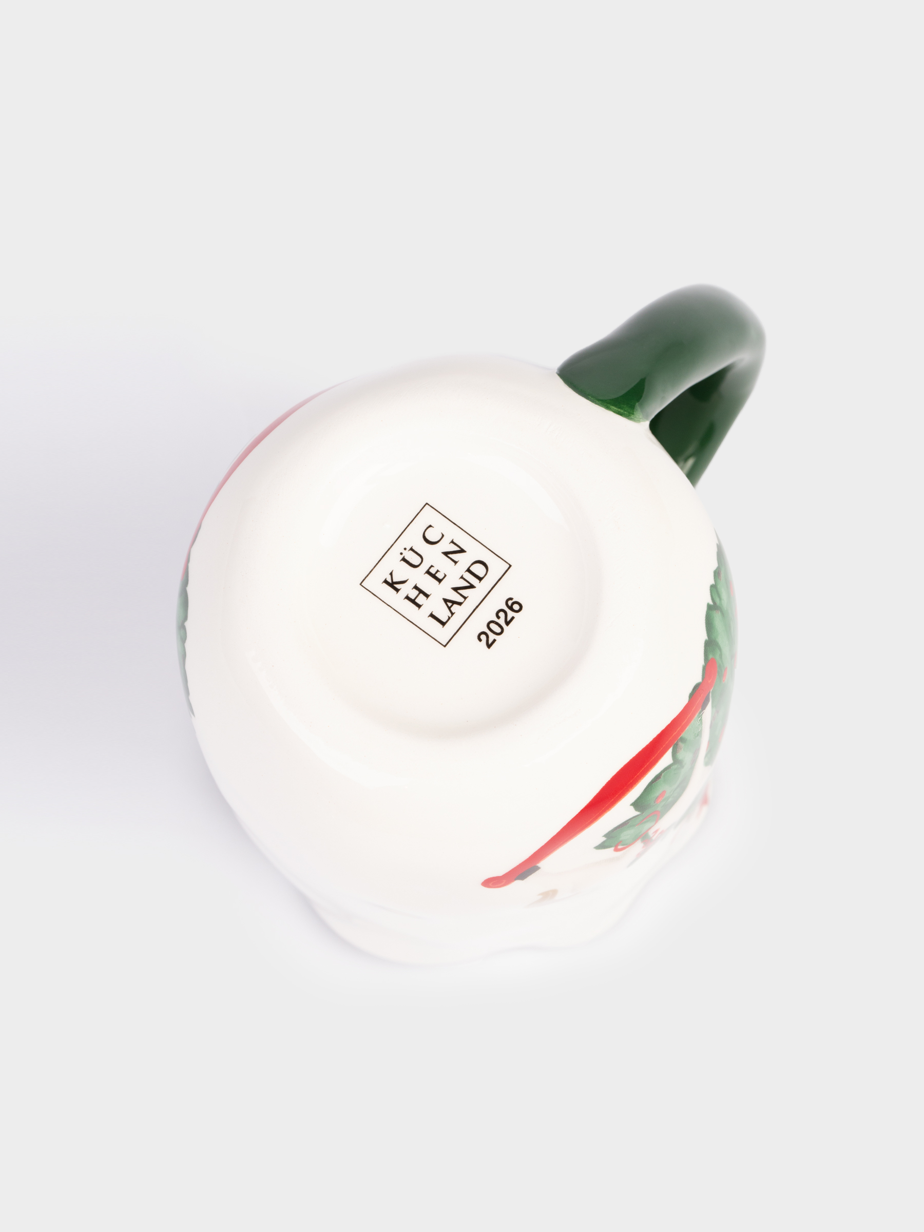 Mug, 360 ml, Ceramic, Horse with Christmas tree, Christmas green, image-4