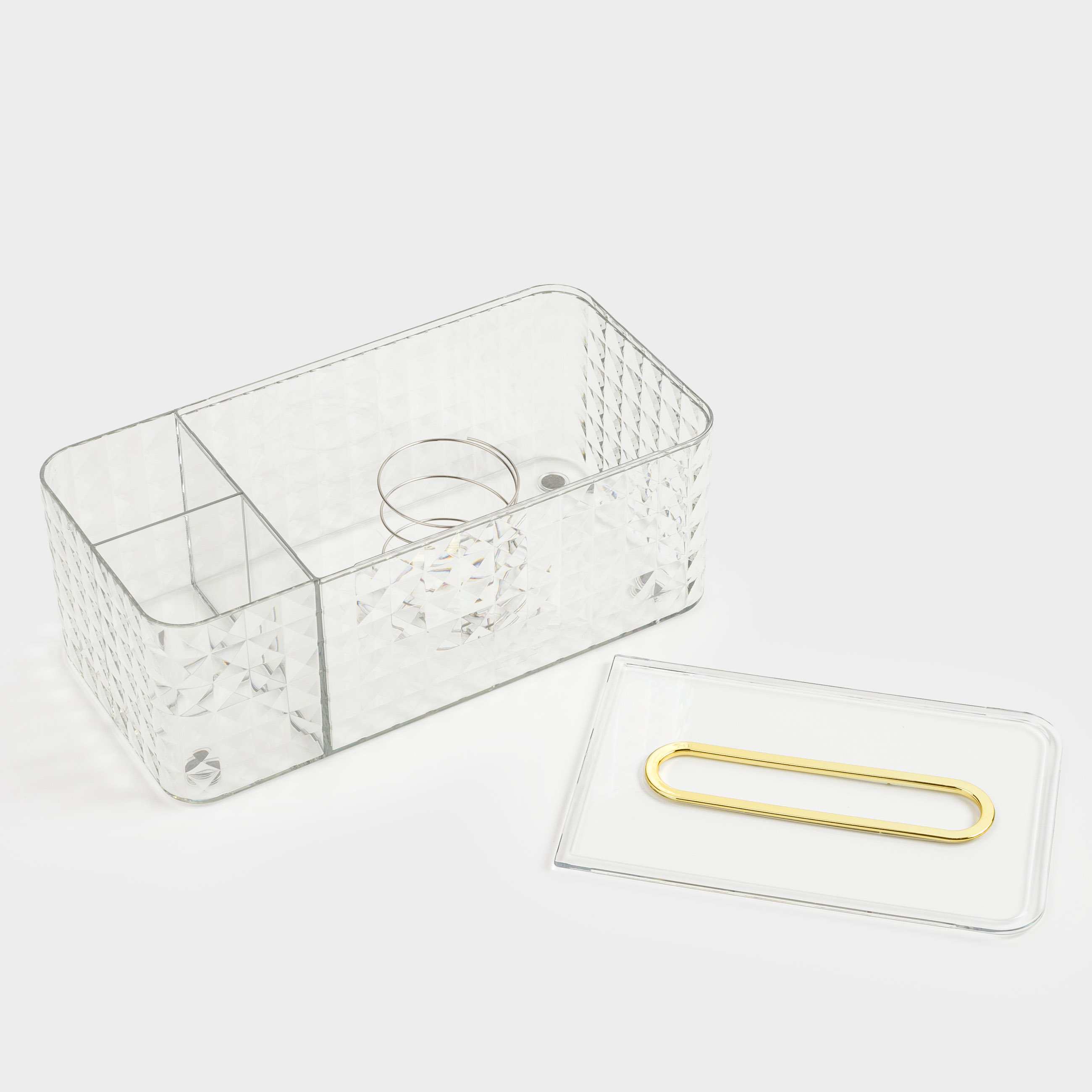 Paper napkin box, 24x12 cm, with organizer, with sitemsing, plastic / metal, Kandy, image-5