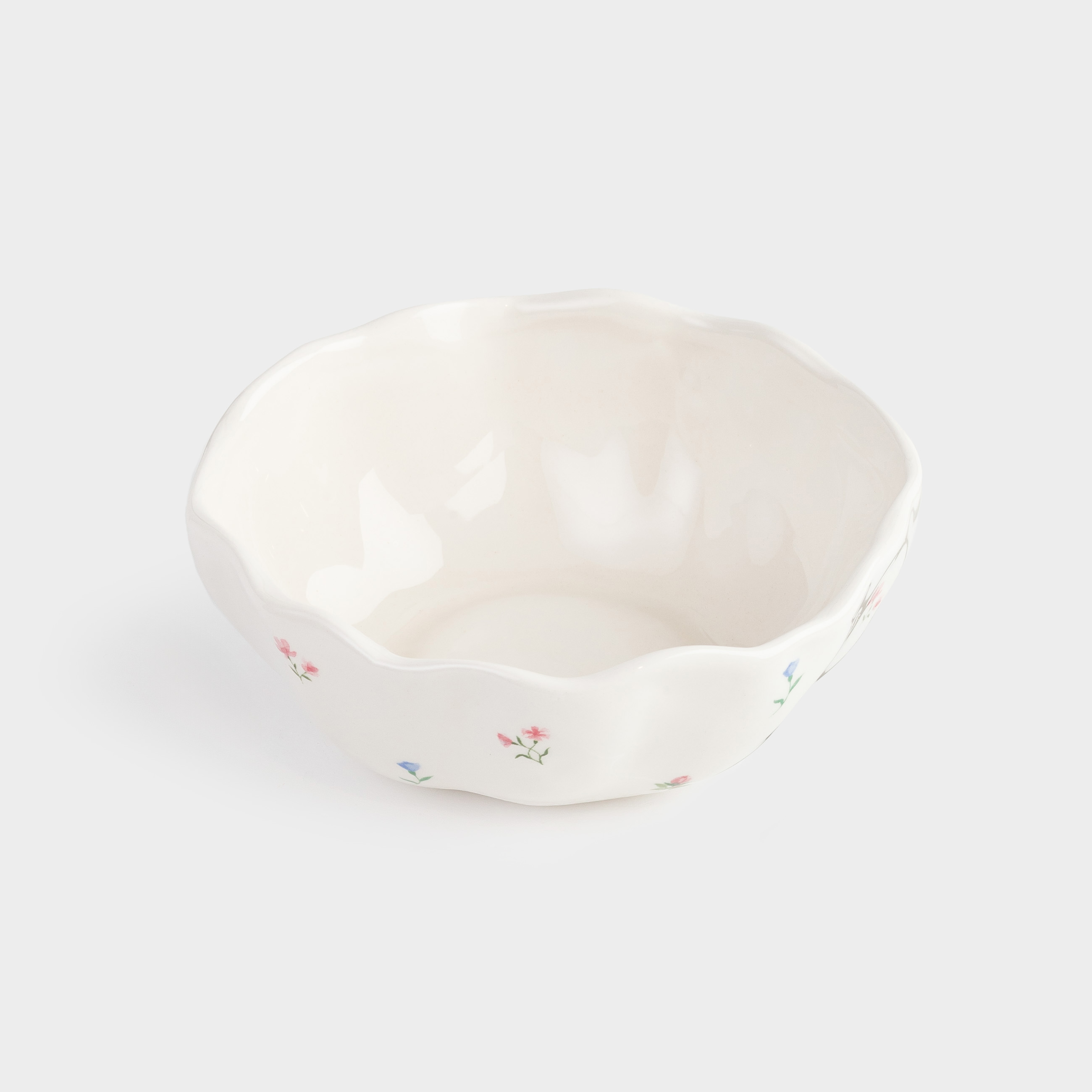Bowl, 13x5 cm, ceramic, milky, Flowers, El flora
