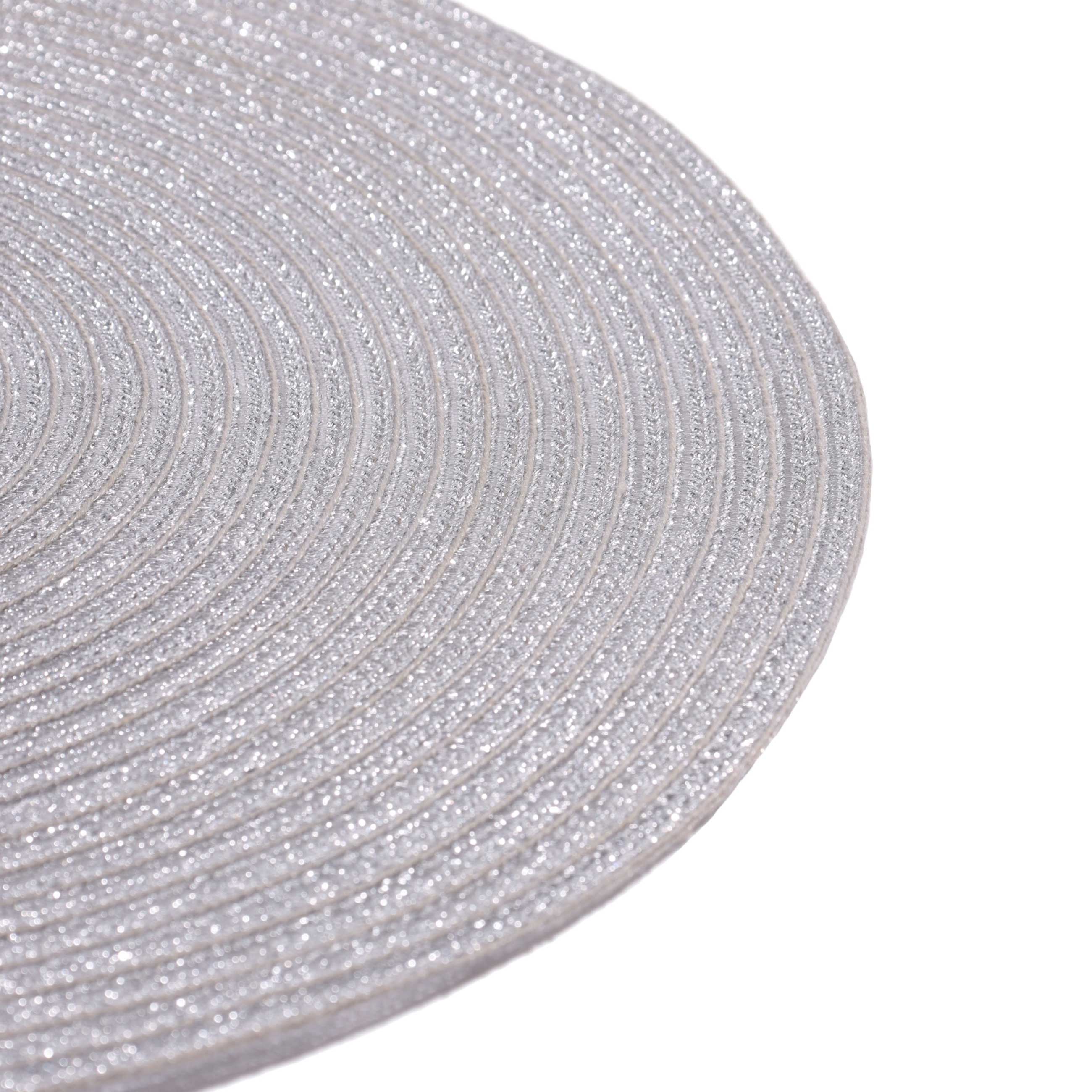 Instrument napkin, 38 cm, polyester, round, silver, Rotary shine, image-1