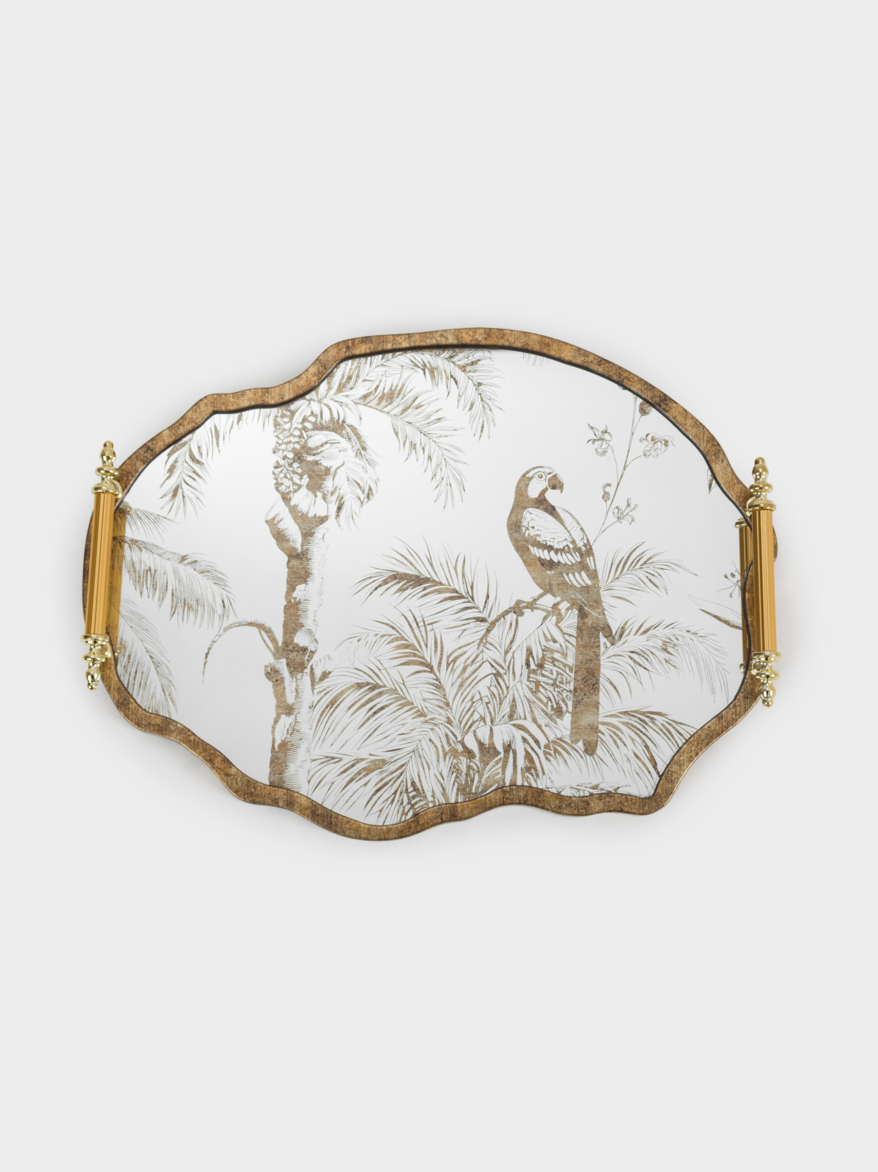 Tray, 42x31 cm, with handles, plastic / glass, shaped, mirror, Rainforest, Tropical, image-2