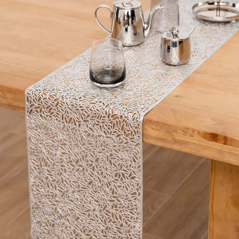 Table runner, 30x150 cm, PVC, silver, Azhur ,image-0