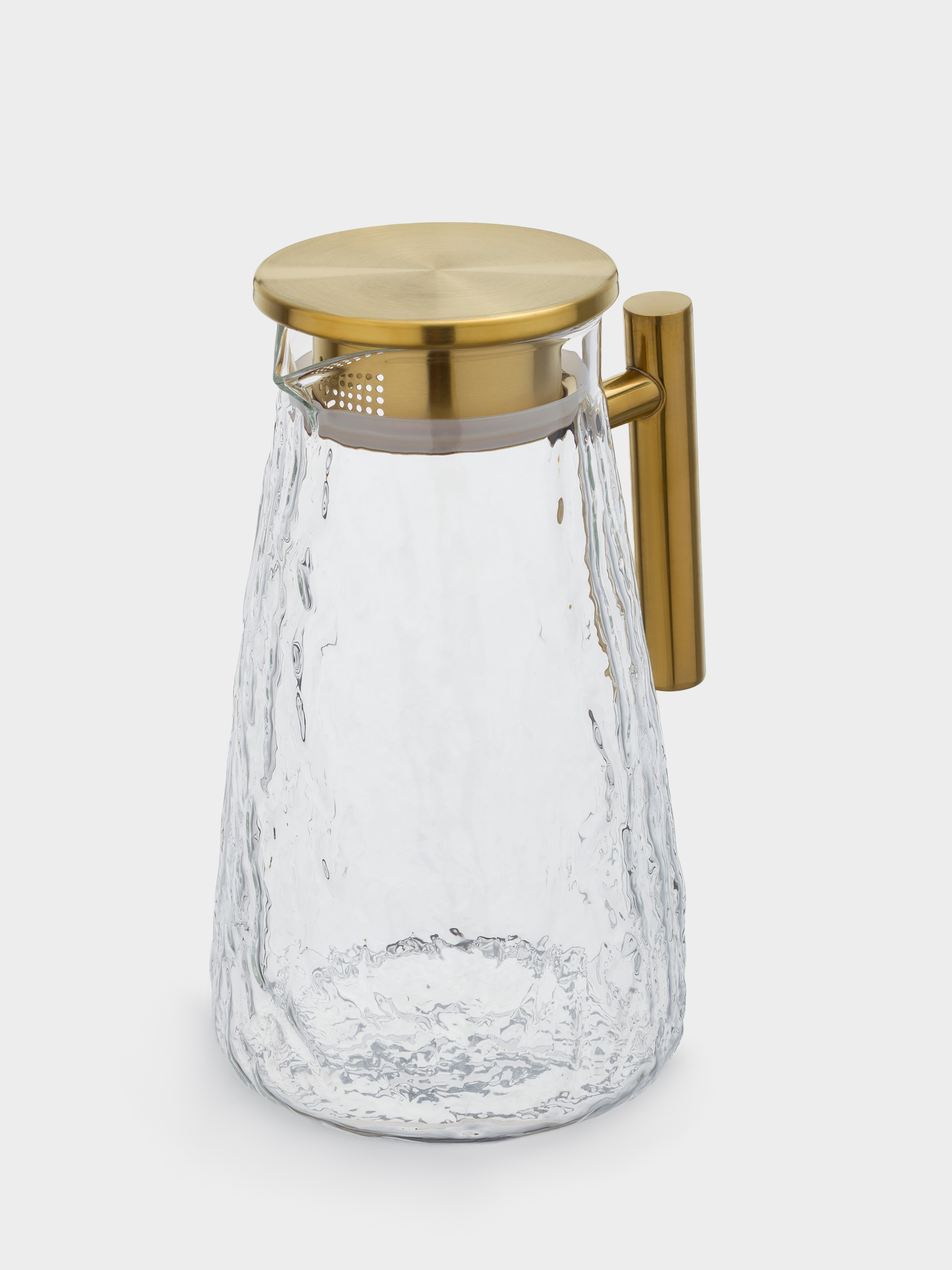 Jug, 1.8 l, with lid, glass / metal, golden, Glacial gold, image-4