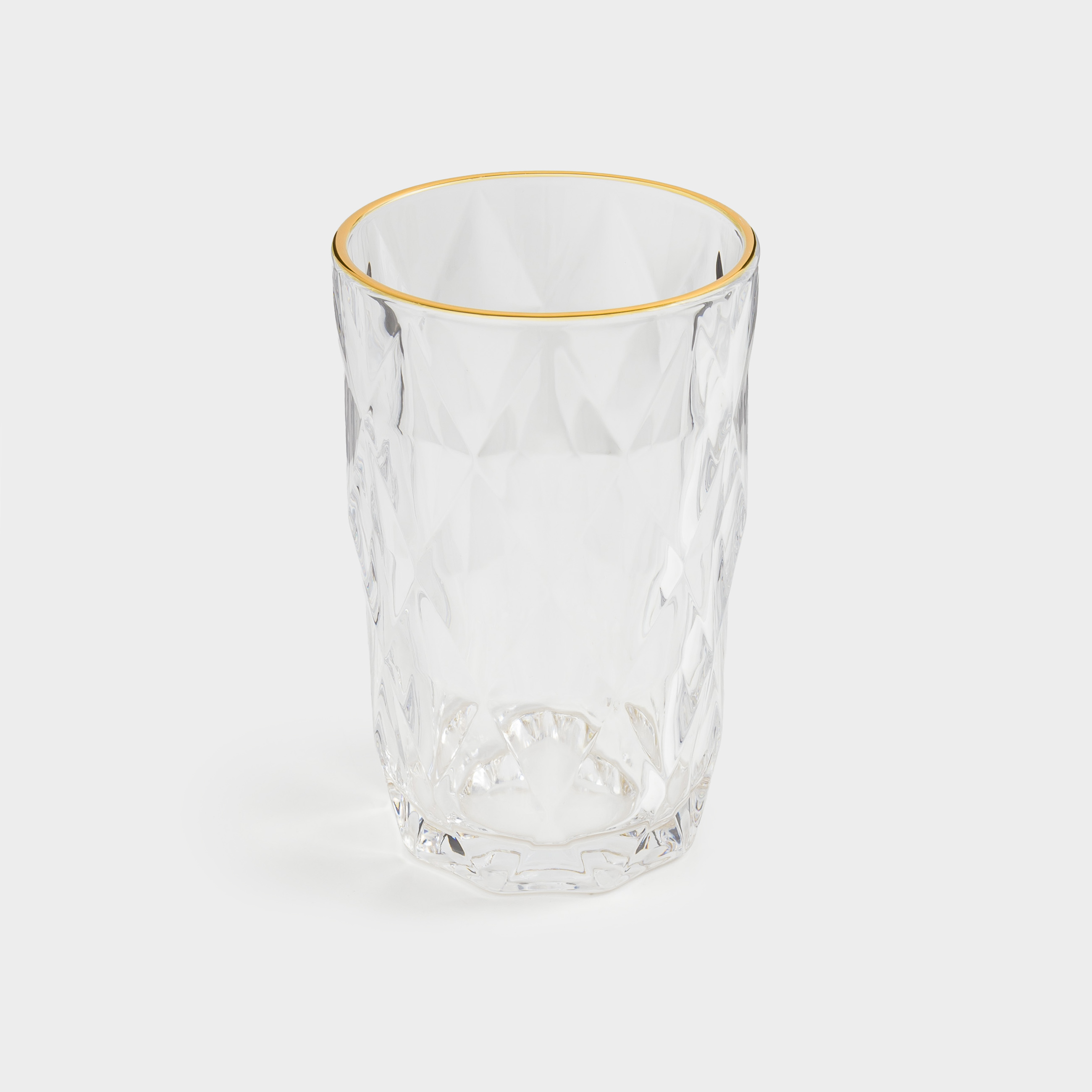 Glass, 12 cm, 340 ml, glass R, with golden edging, Rhomb gold