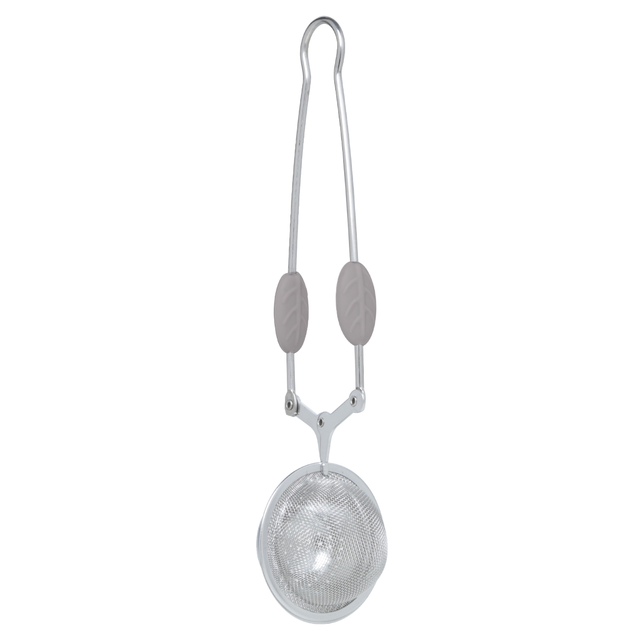 Tea brewing strainer, 18 cm, steel / silicone, silver-beige, Ball, Ball, image-1