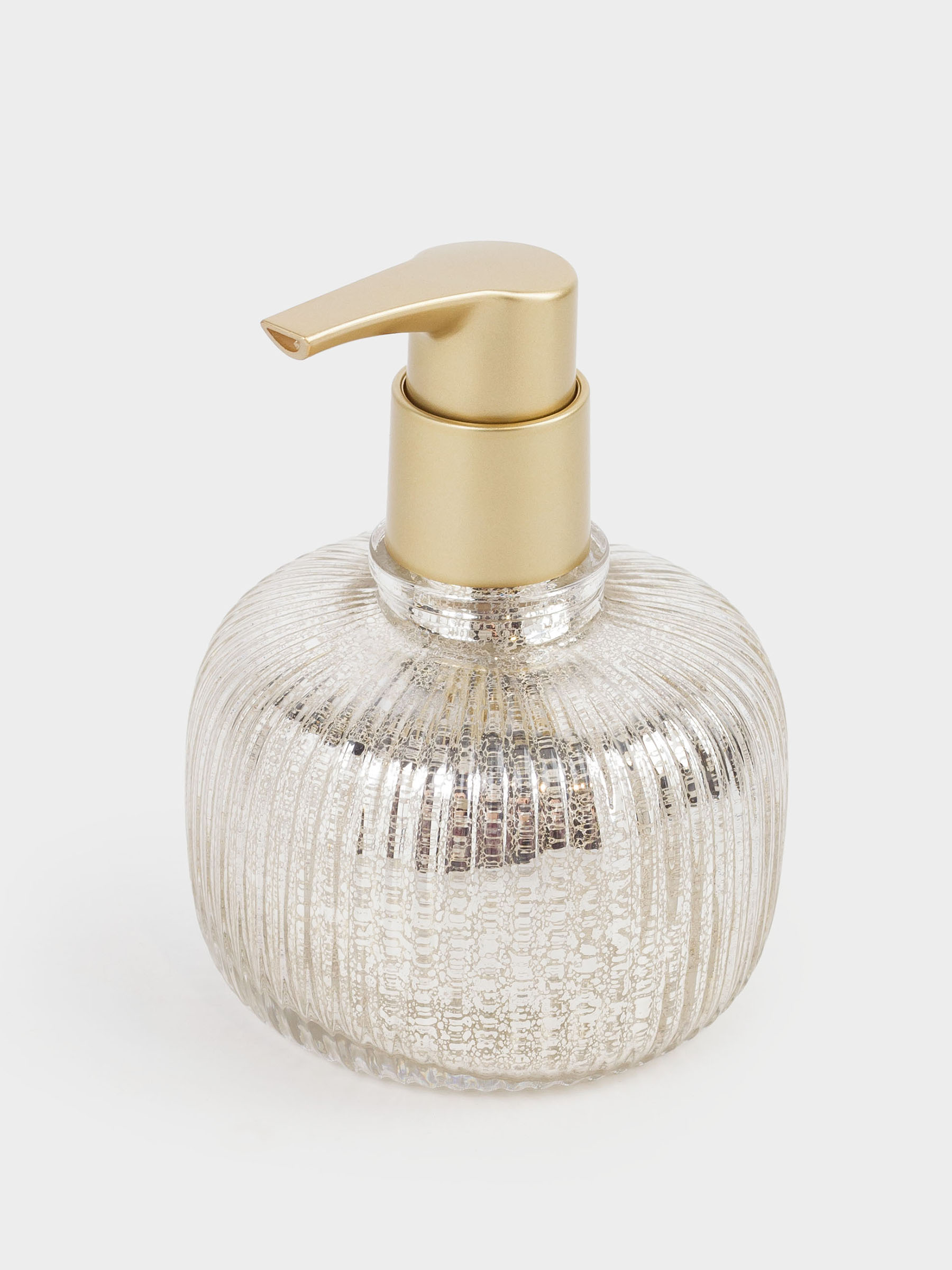 Liquid soap dispenser, 320 ml, glass / plastic, golden, Patina rib, image-1