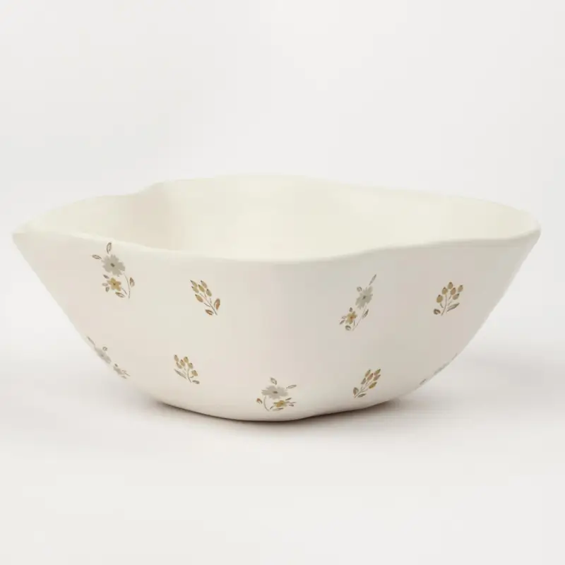 Salad bowl, 15x6 cm, 330 ml, ceramic, milky, Vintage flowers, La flore