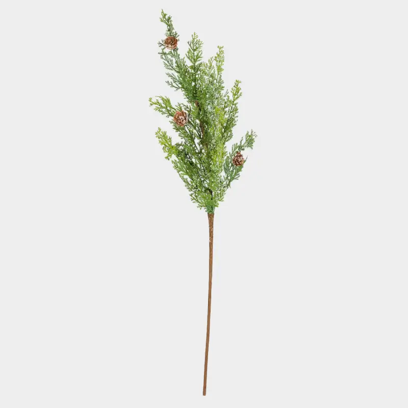Decorative branch, 77 cm, polyethylene, Branch with cones, Conifer decor