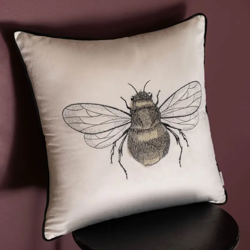 Decorative pillow, 45x45, corduroy, milk, Bumblebee, Bugs ,image-0