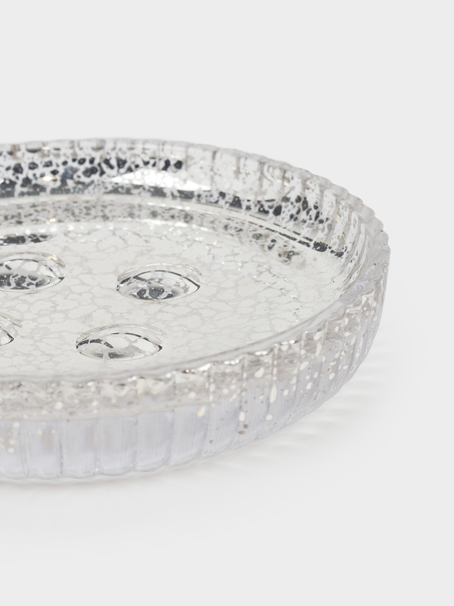 Soap dish, 11 cm, glass, round, golden, Patina rib, image-3