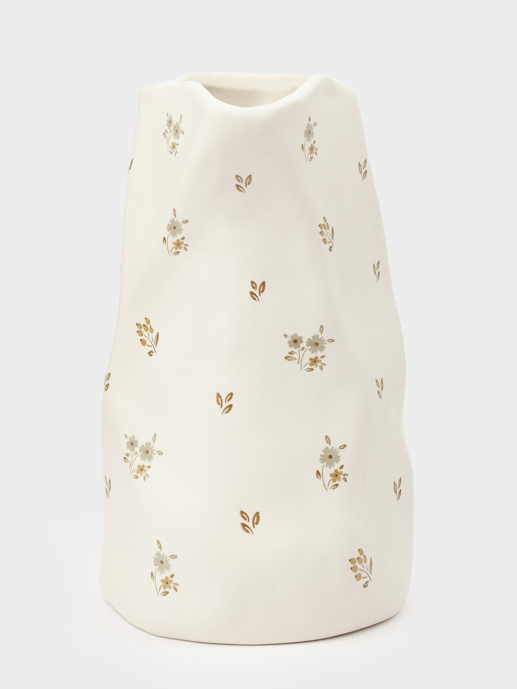 Flower vase, 20 cm, ceramic, milky, Vintage flowers, La flore, image-2