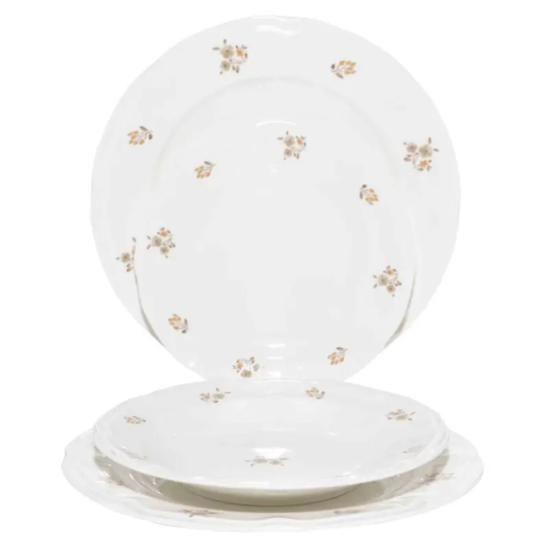 Dinner set, 6 persons, 18 items, porcelain N, white, Vintage flowers, La flore