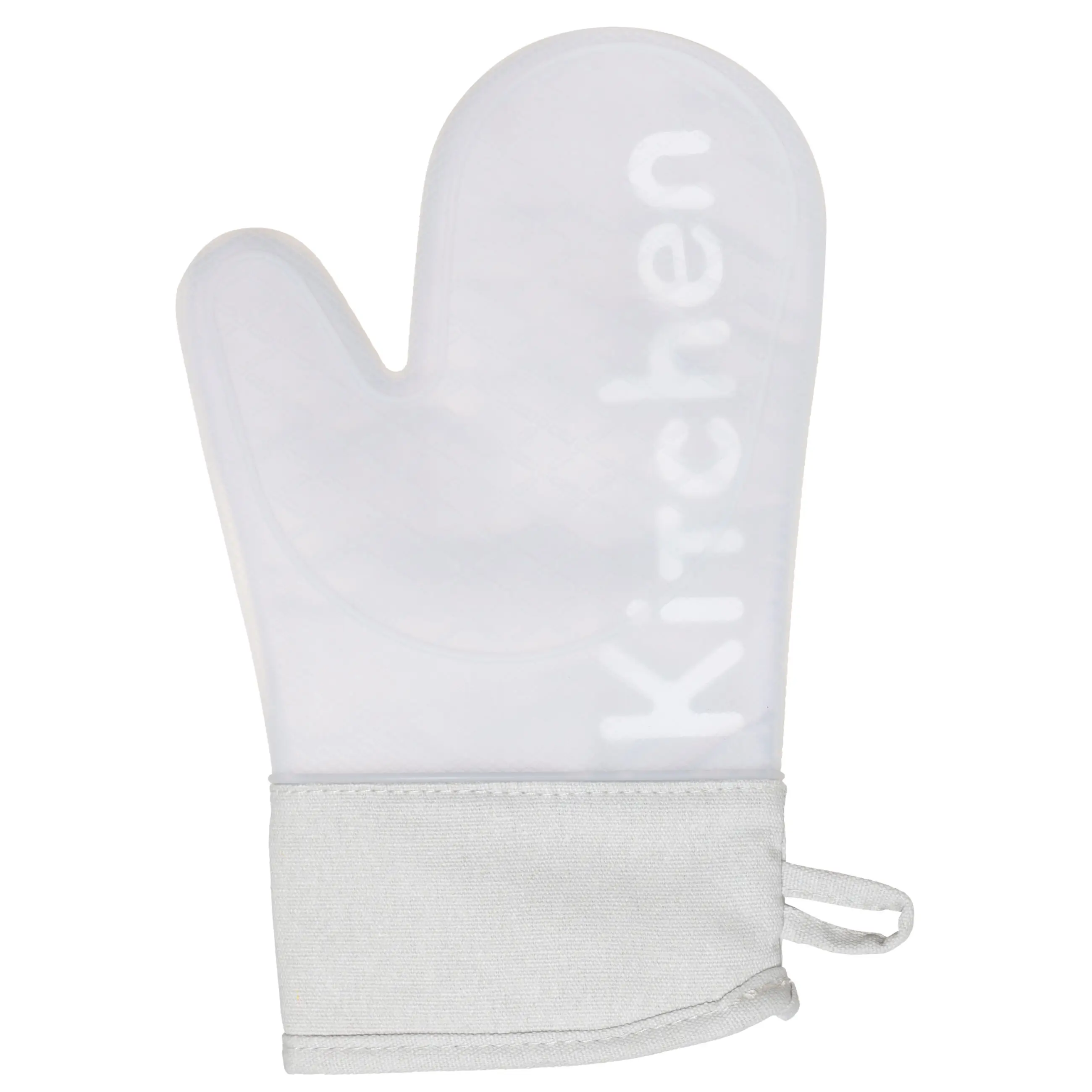 Mitt holder, 21x30 cm, silicone/cotton, beige, Lettering, image-0