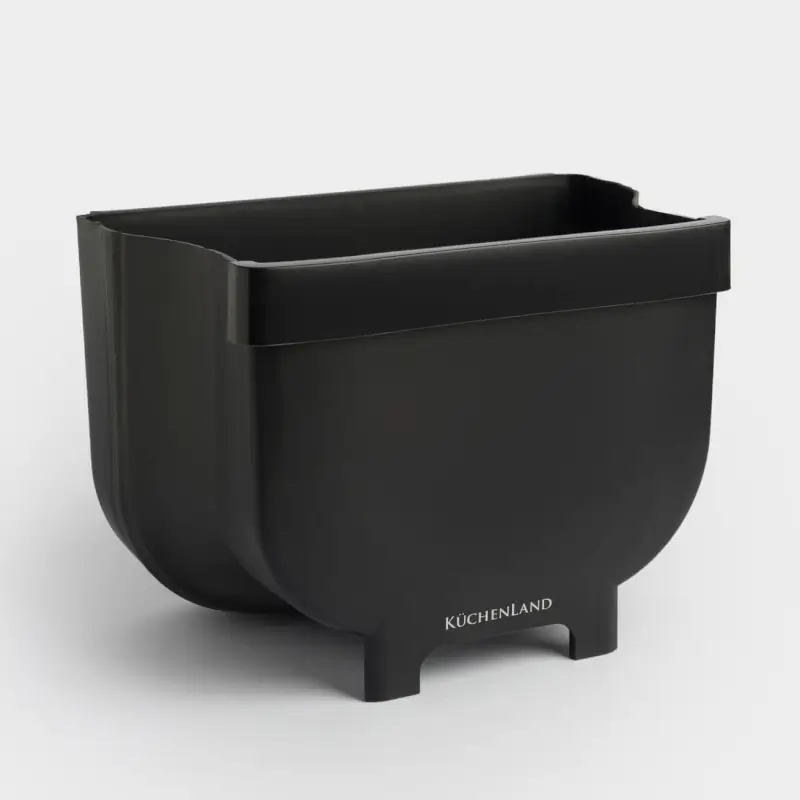Garbage bucket, 4 L, folding, hanging, plastic / rubber, black, Foldaway black