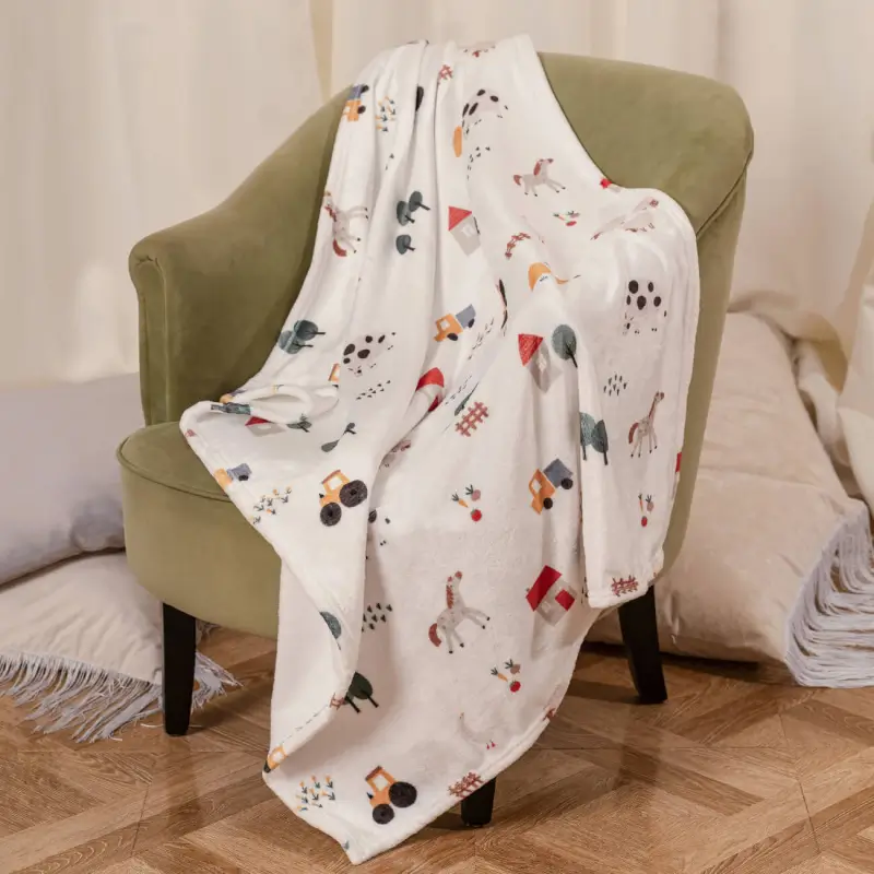 Children's blanket, 90x120 cm, children's, flannel, dairy, Farm, Flannel