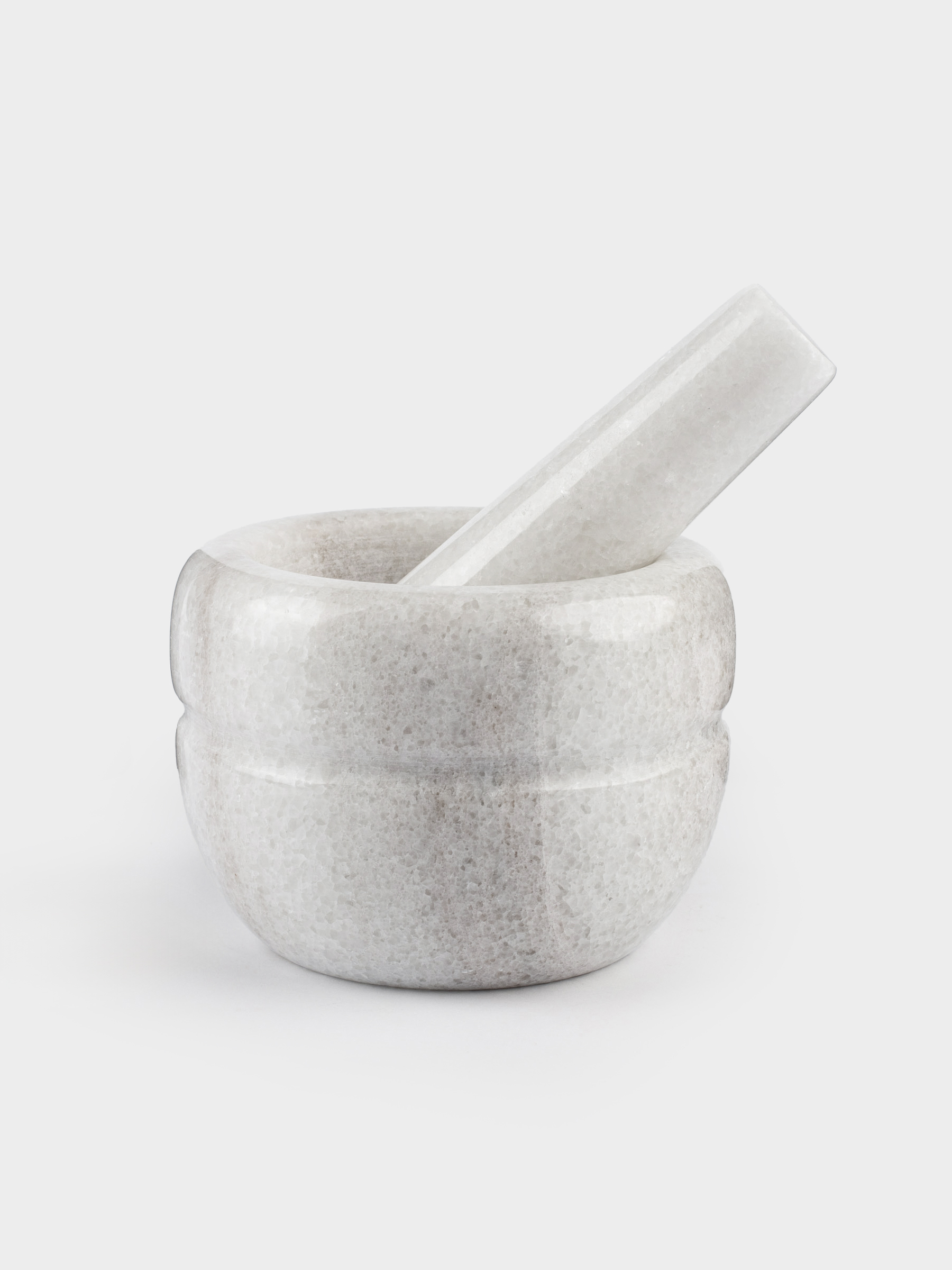 Spice mortar, 10 cm, with pestle, Marble, White, Stripe, Marble, image-1