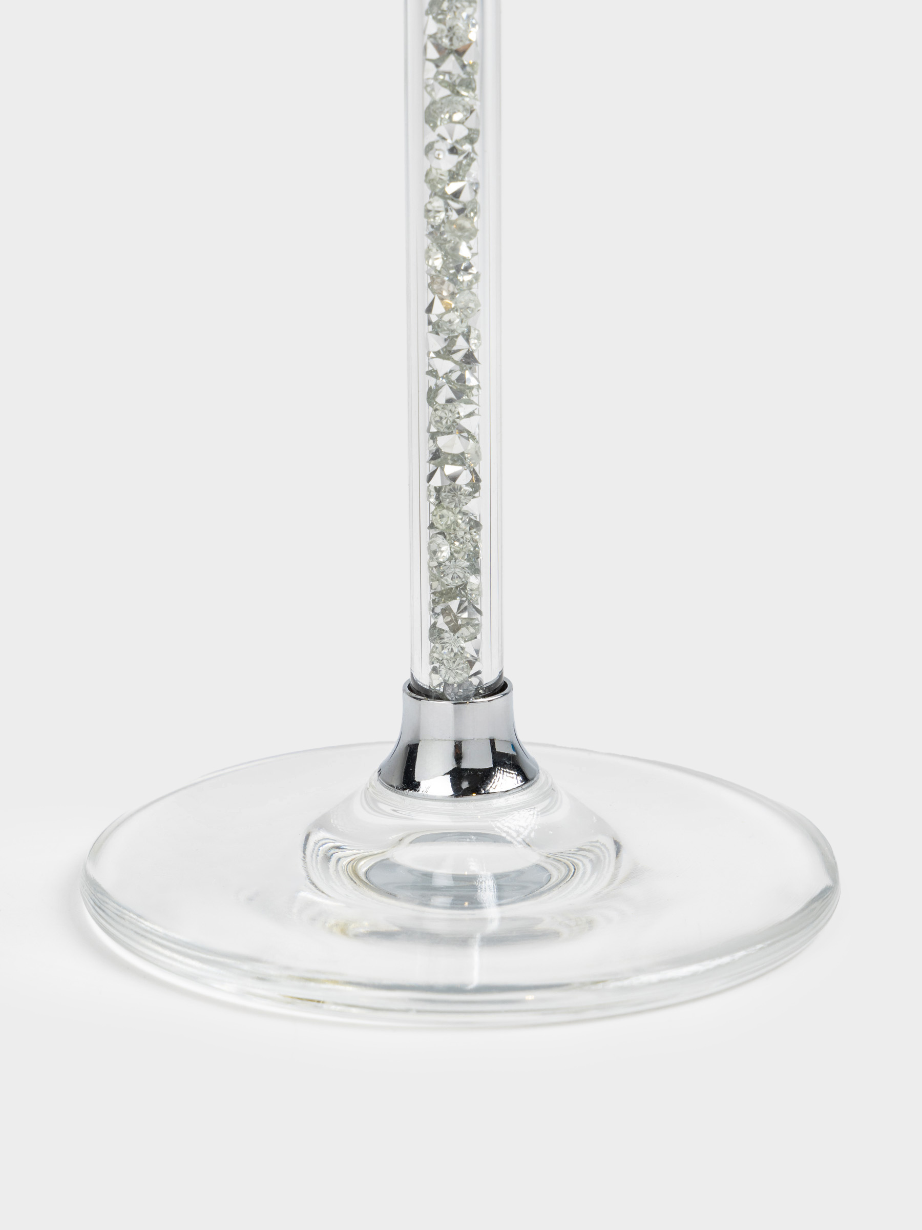 Candlestick, 21 cm, for a thin candle, on a leg, glass / rhinestones, Diamond, image-1