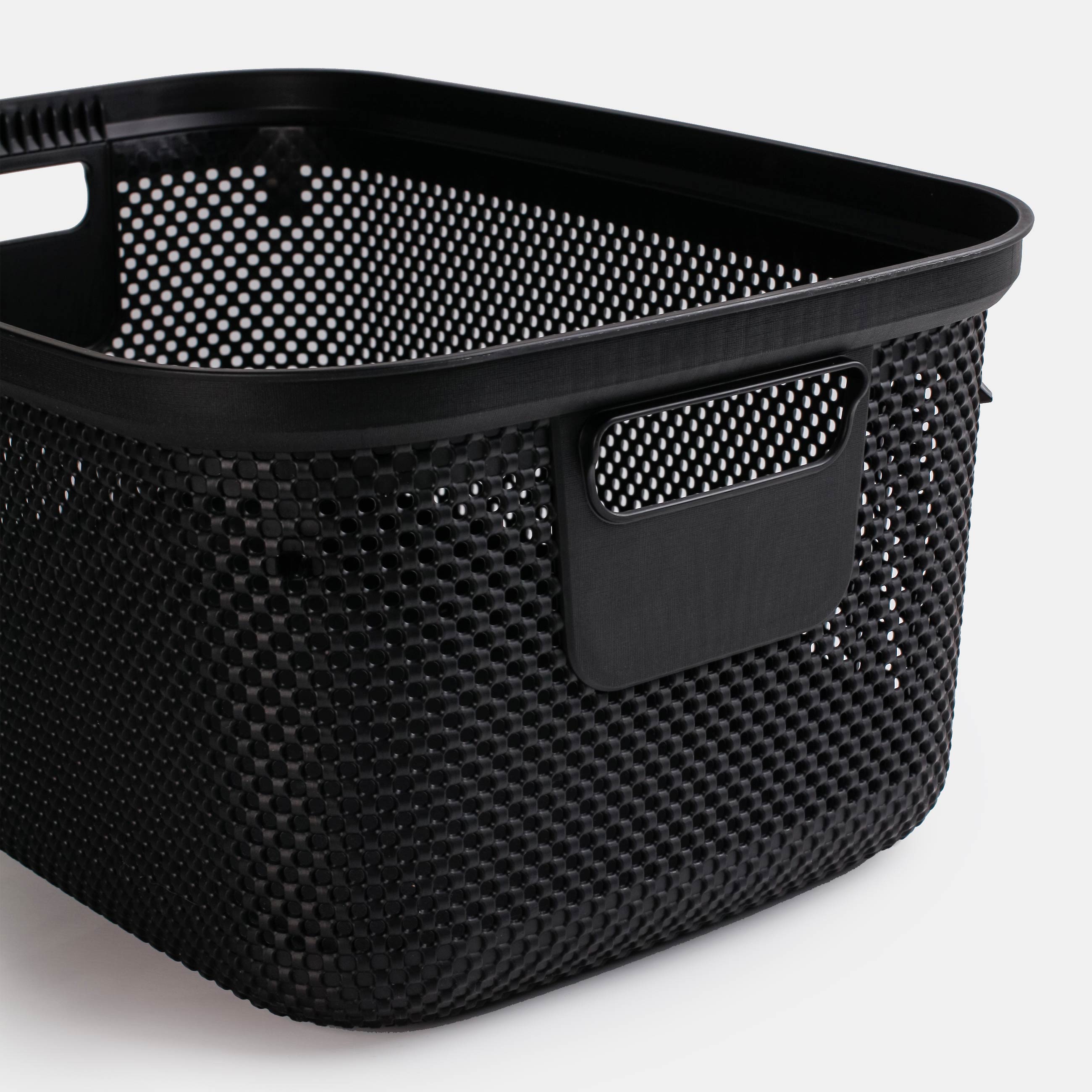Laundry basket, 52x35x22 cm, with handles, plastic, rectangular, black, Nickel
