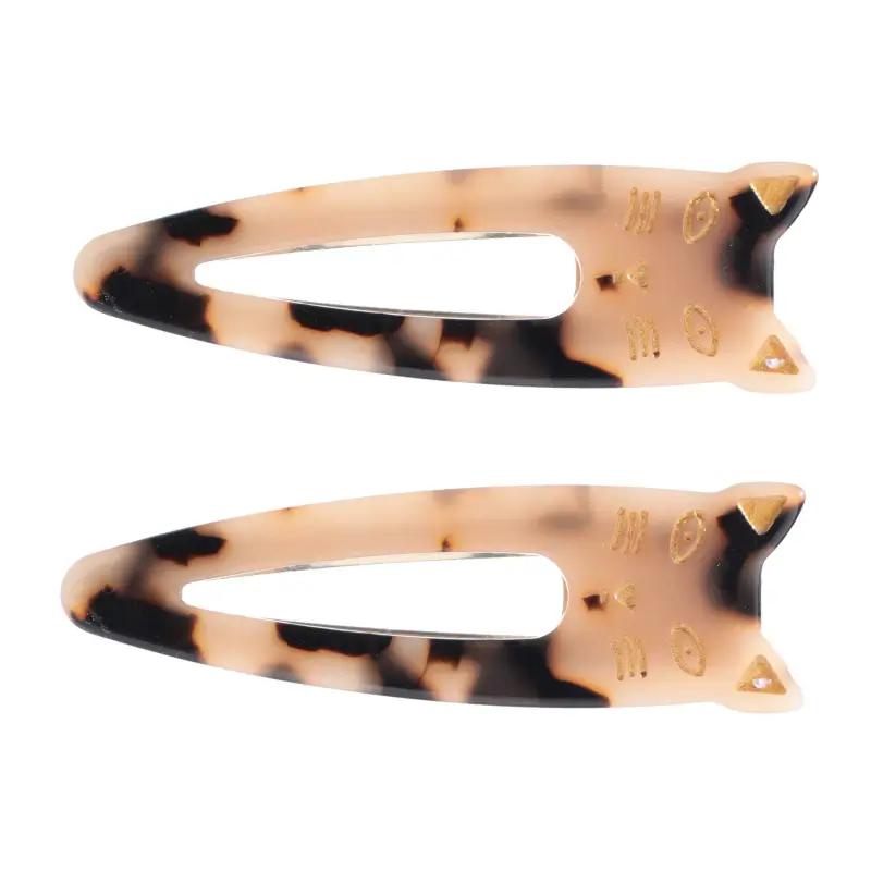 Hair clip, 6 cm, 2 pcs, Acrylic / metal, tortoiseshell, Cats, Cat ,image-0