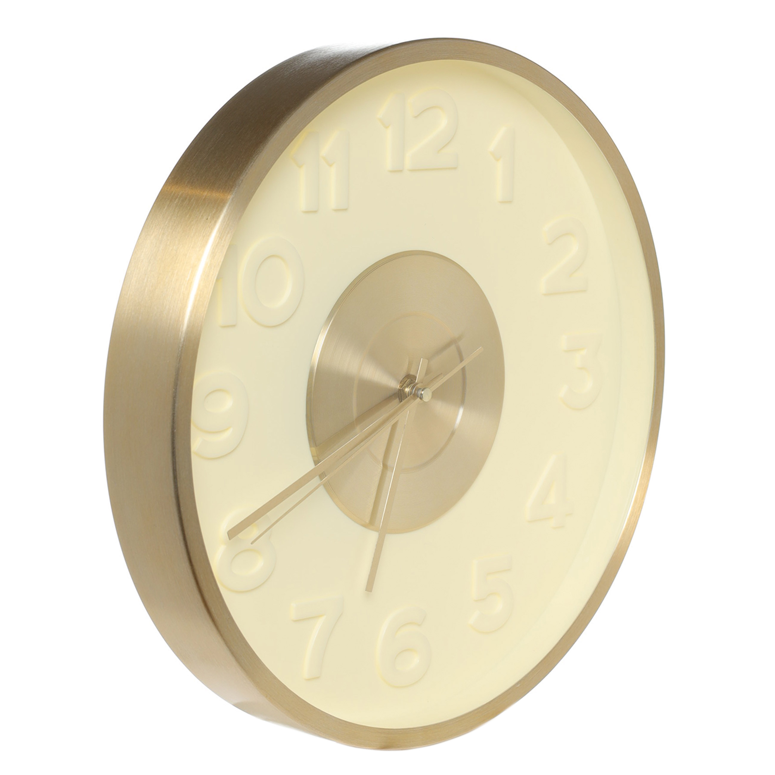 Wall clock, 30 cm, illuminated, plastic / glass, round, golden, Fantastic gold