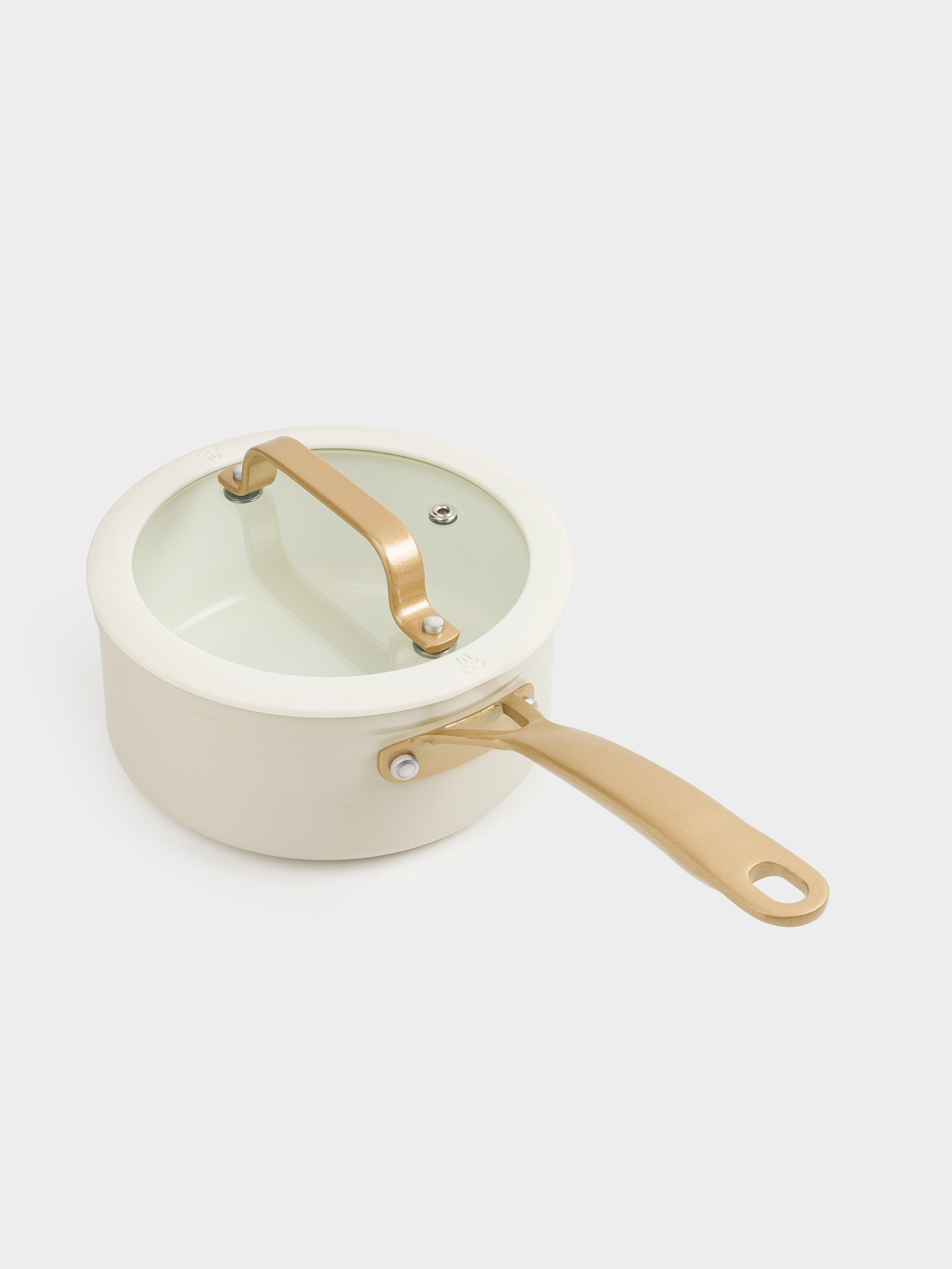 Saucepan, 16 cm, 1.3 l, with lid, coated, aluminum, milky, Piatto gold, image-2