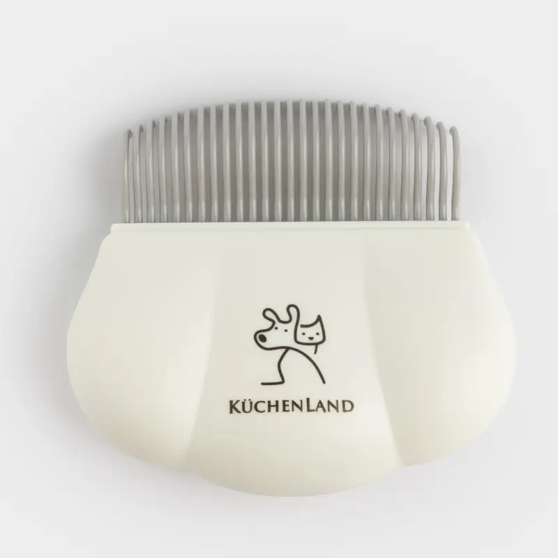 Animal hair comb, 9 cm, plastic, white, Paw, Pet ,image-0