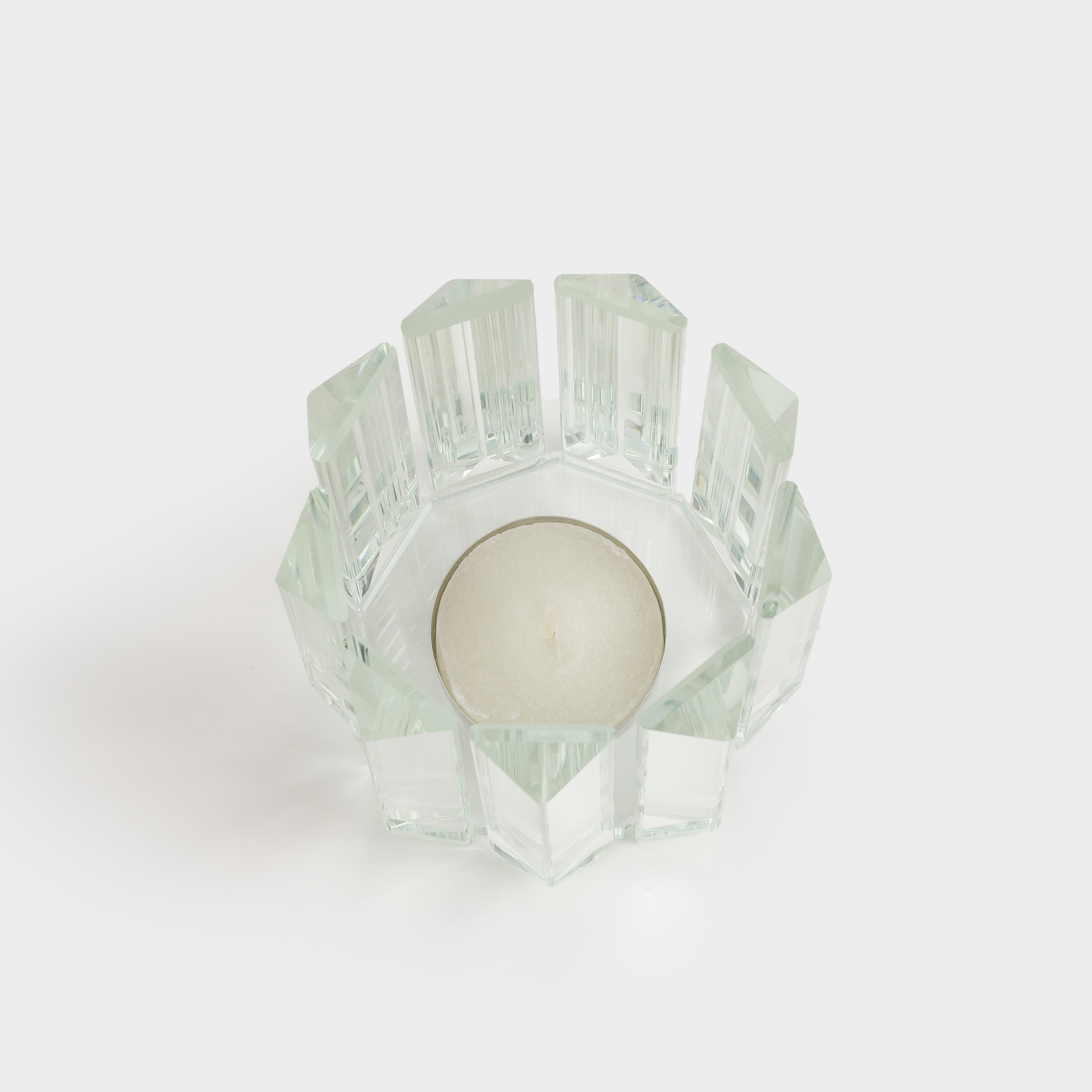 Candlestick, 8 cm, for tea candle, glass, Facets, Lux crystal