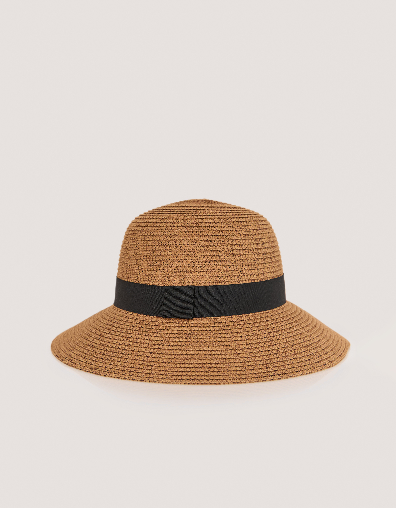 Hat, single size, with ribbons, cellulose / polyester, Beige, Banjo, image-4