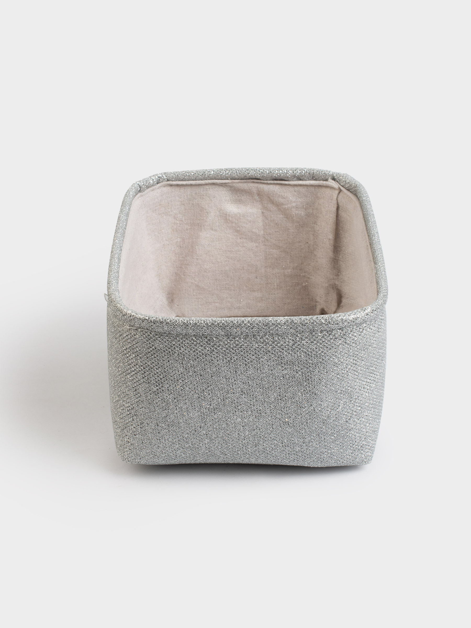 Storage basket, 22x17x11 cm, with handles, polyester. rectangular, silver, Ideally, image-2