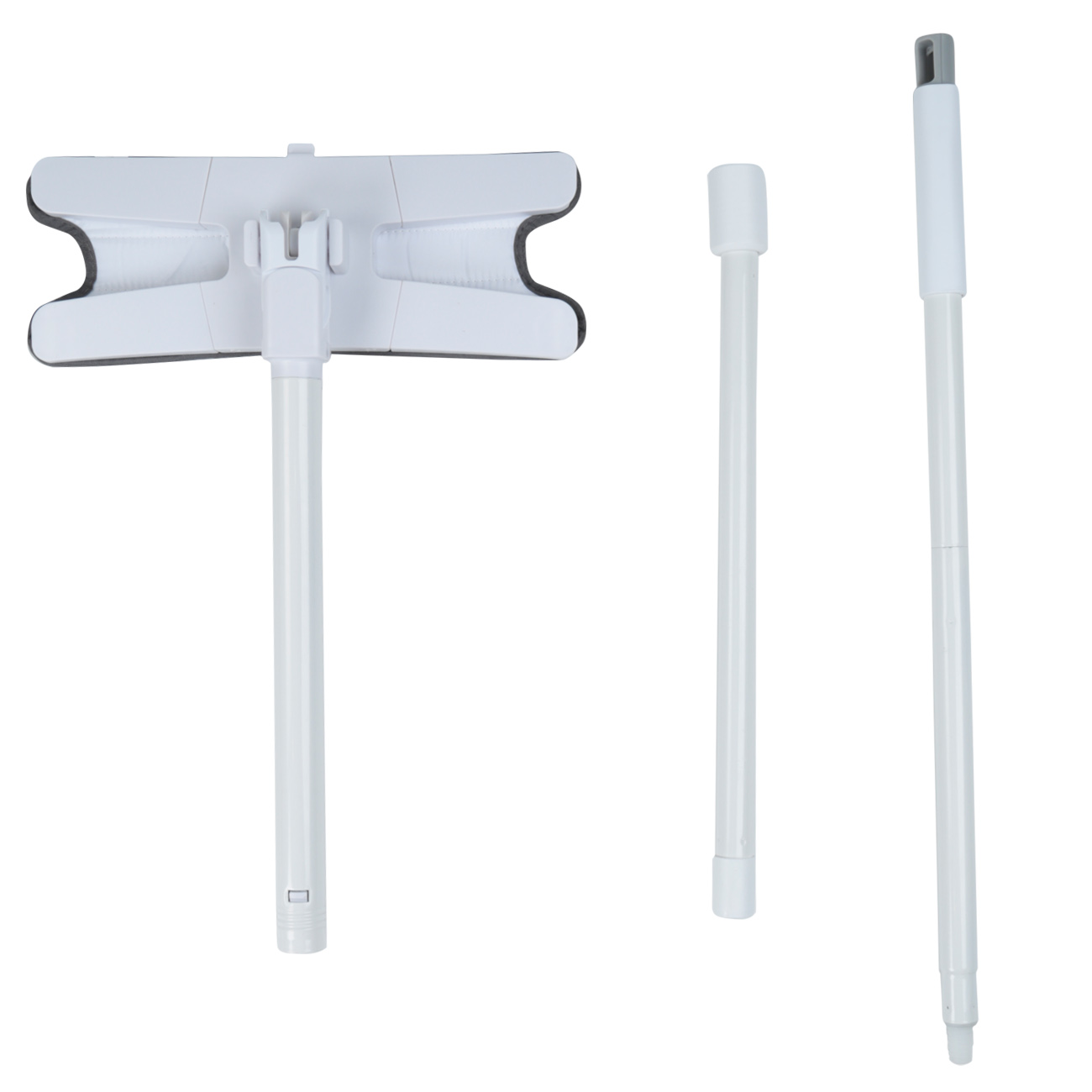 Mop with bucket, wringing and rinsing, curly, white-gray, Mop