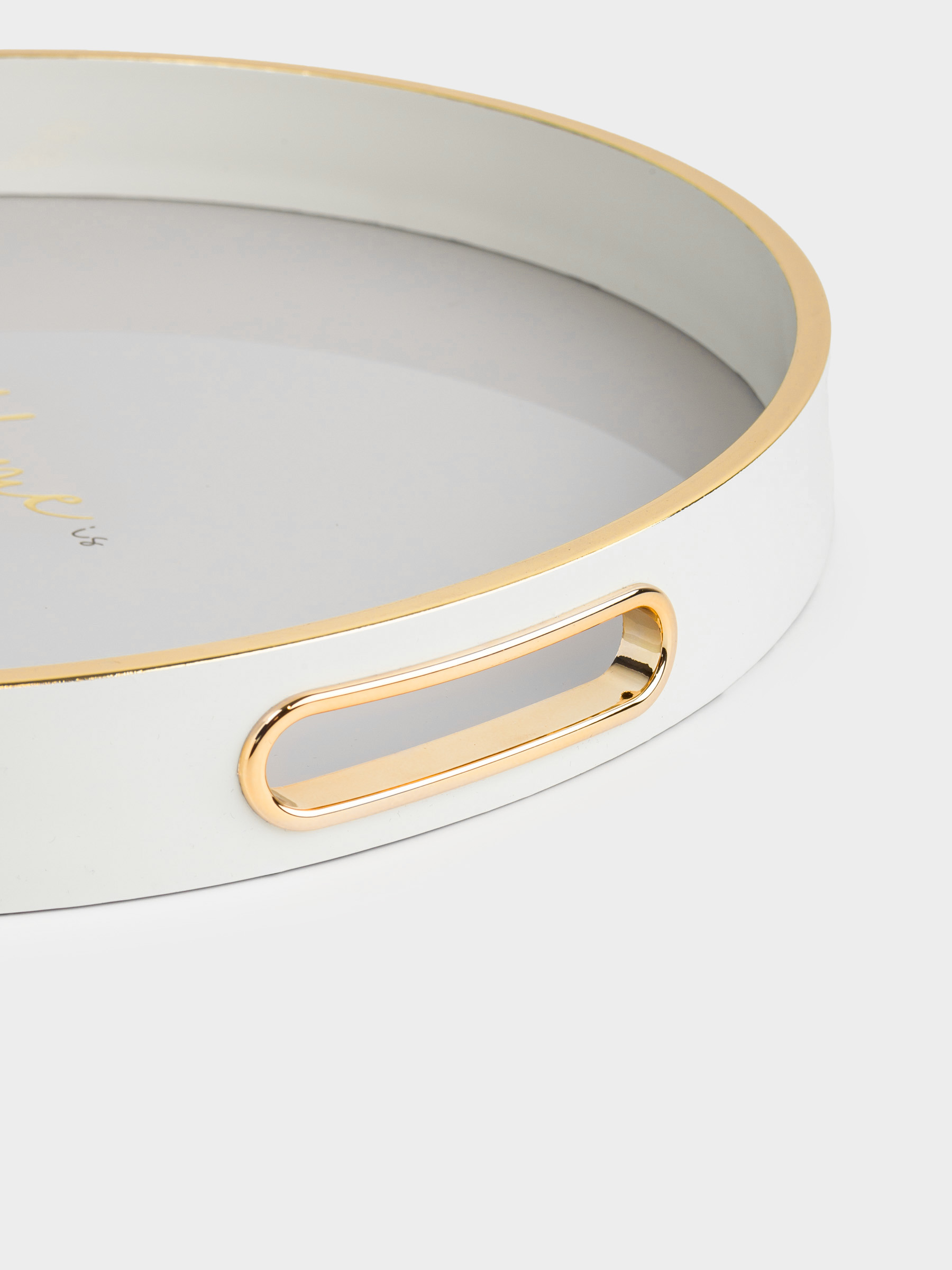 Tray, 36 cm, plastic / glass, round, milky gold, Home, Fardella, image-2