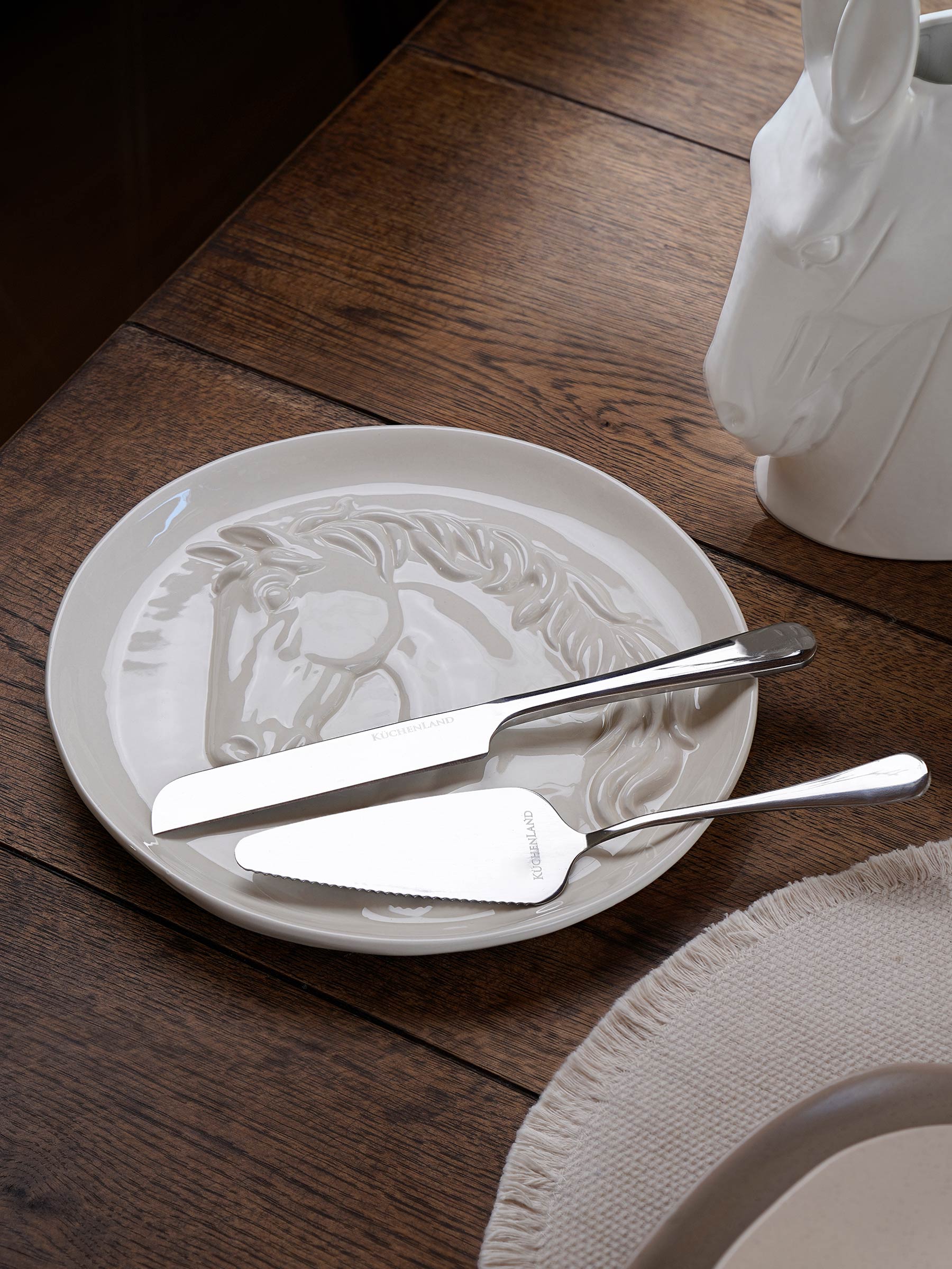 Dish, 24 cm, ceramic, milky, Horse, Horse pattern, image-5