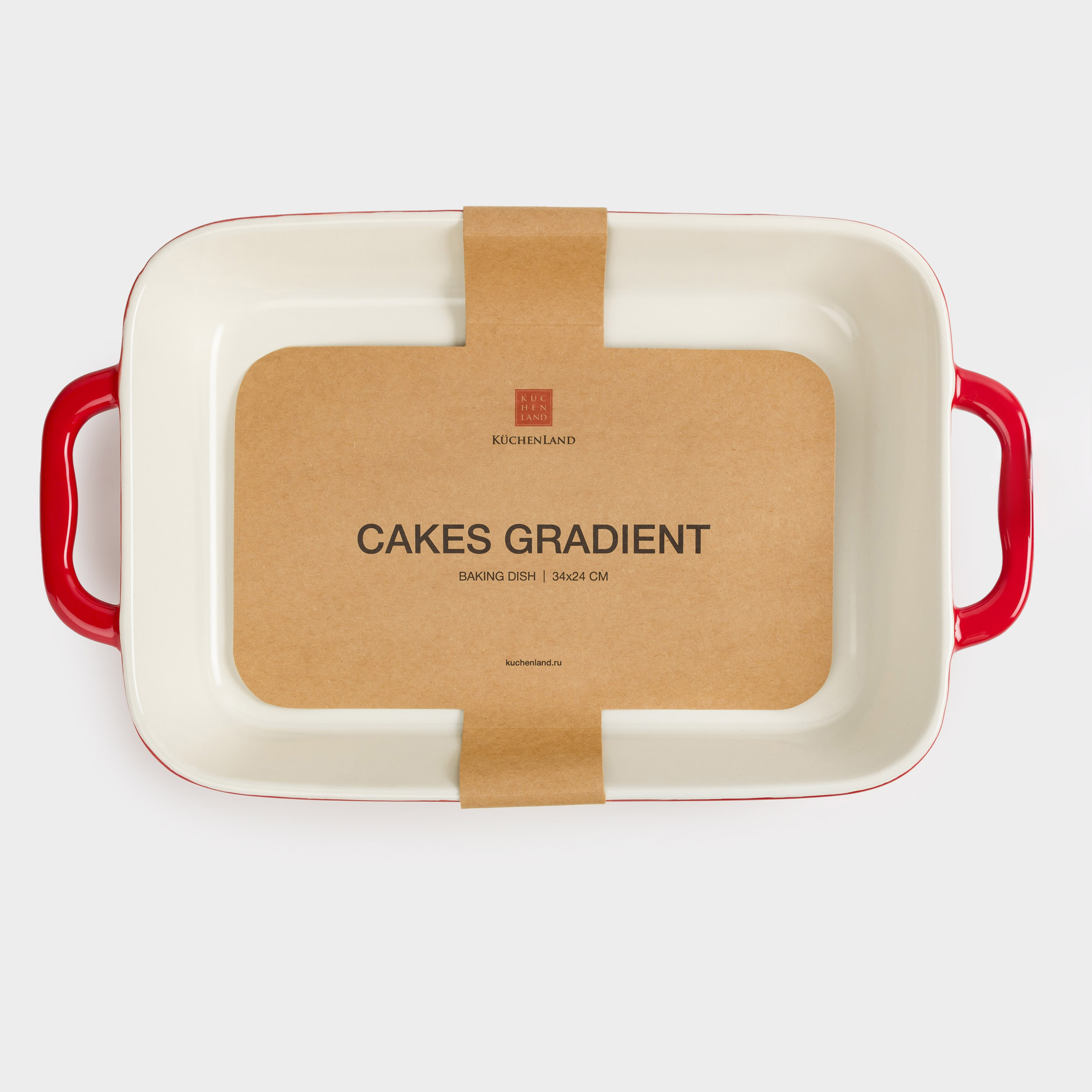 Baking dish, 34x24 cm, ceramic, rectangular, burgundy, Gradient, Cakes gradient