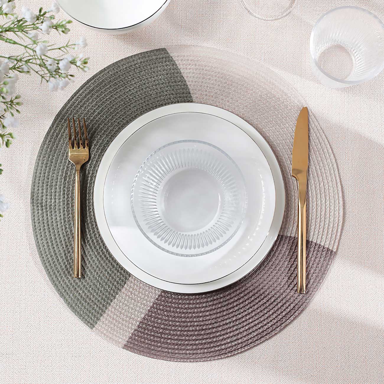 Napkin for appliances, 38 cm, polyester, round, Spring abstraction, Rotary print, image-0