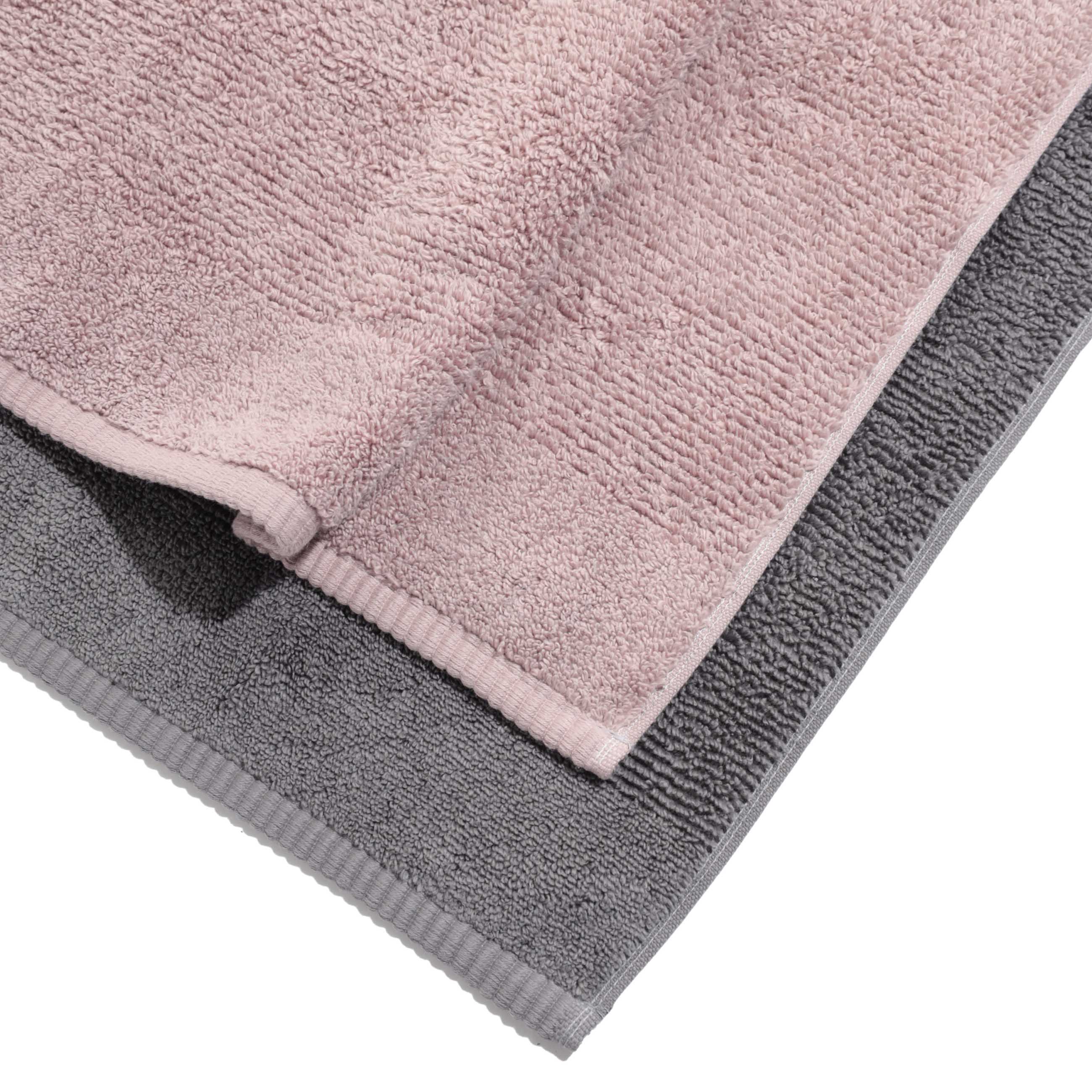 Towel set, 50x90 / 70x140 cm, 4 pcs, cotton, dark gray / pink, Terry cotton, image-1