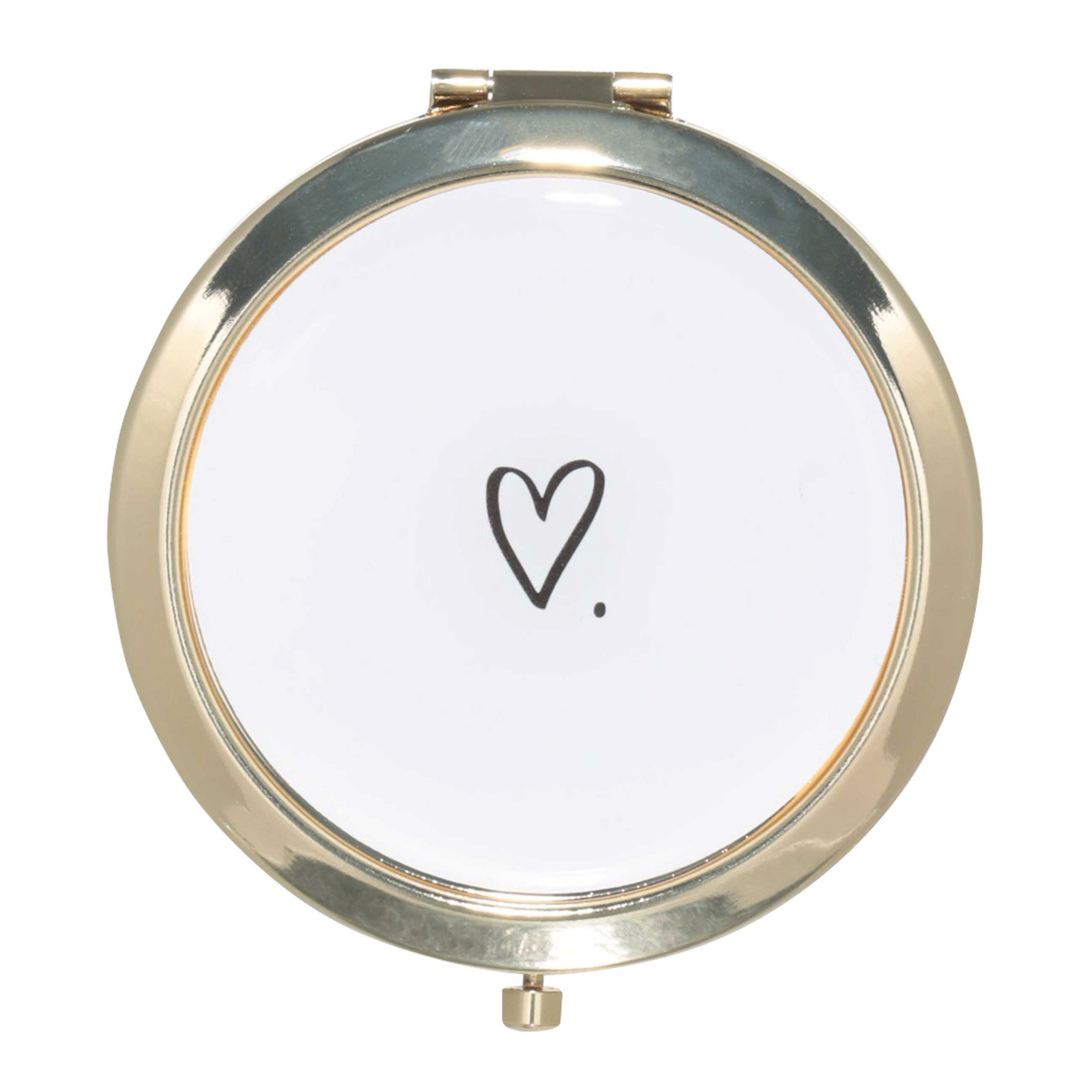 Pocket mirror, 7 cm, double-sided, metal, gold, Freya