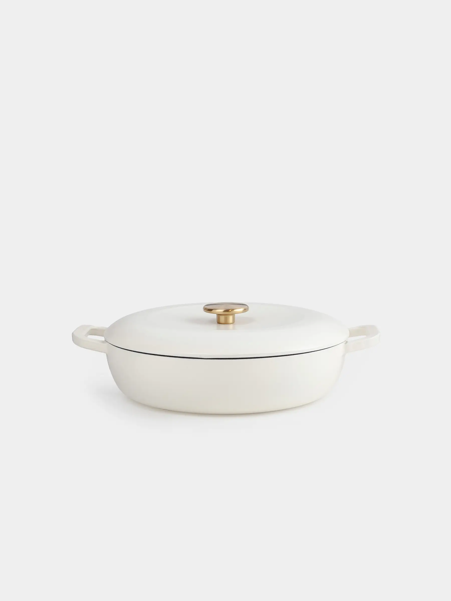 Saucepan, 30 cm, 3.5 l, with lid, cast iron, milky, Light kitchen
