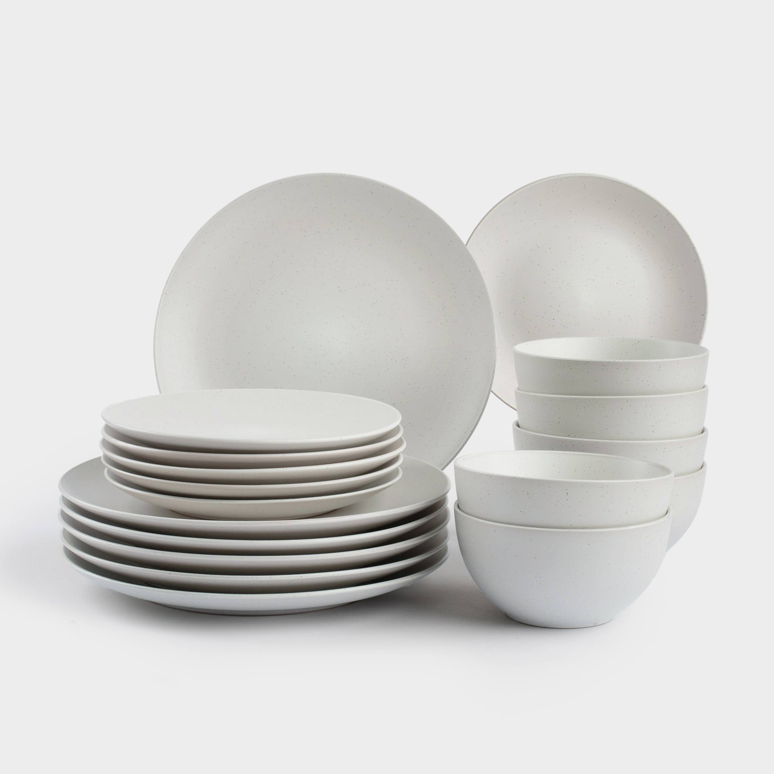 Dining set, 6 pers, 18 pr, ceramic, milk, speckled, Particle, image-0