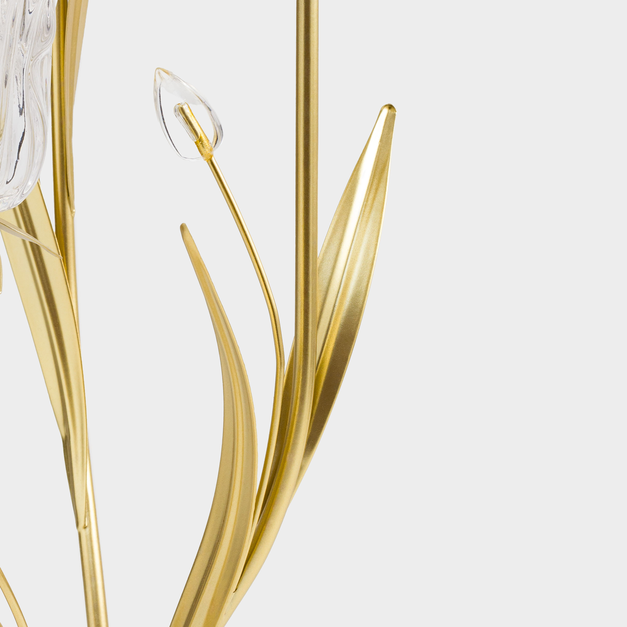 Candlestick, 45 cm, 3 tea candles, glass / metal, golden, Flowers, Fantastic flowers, image-3