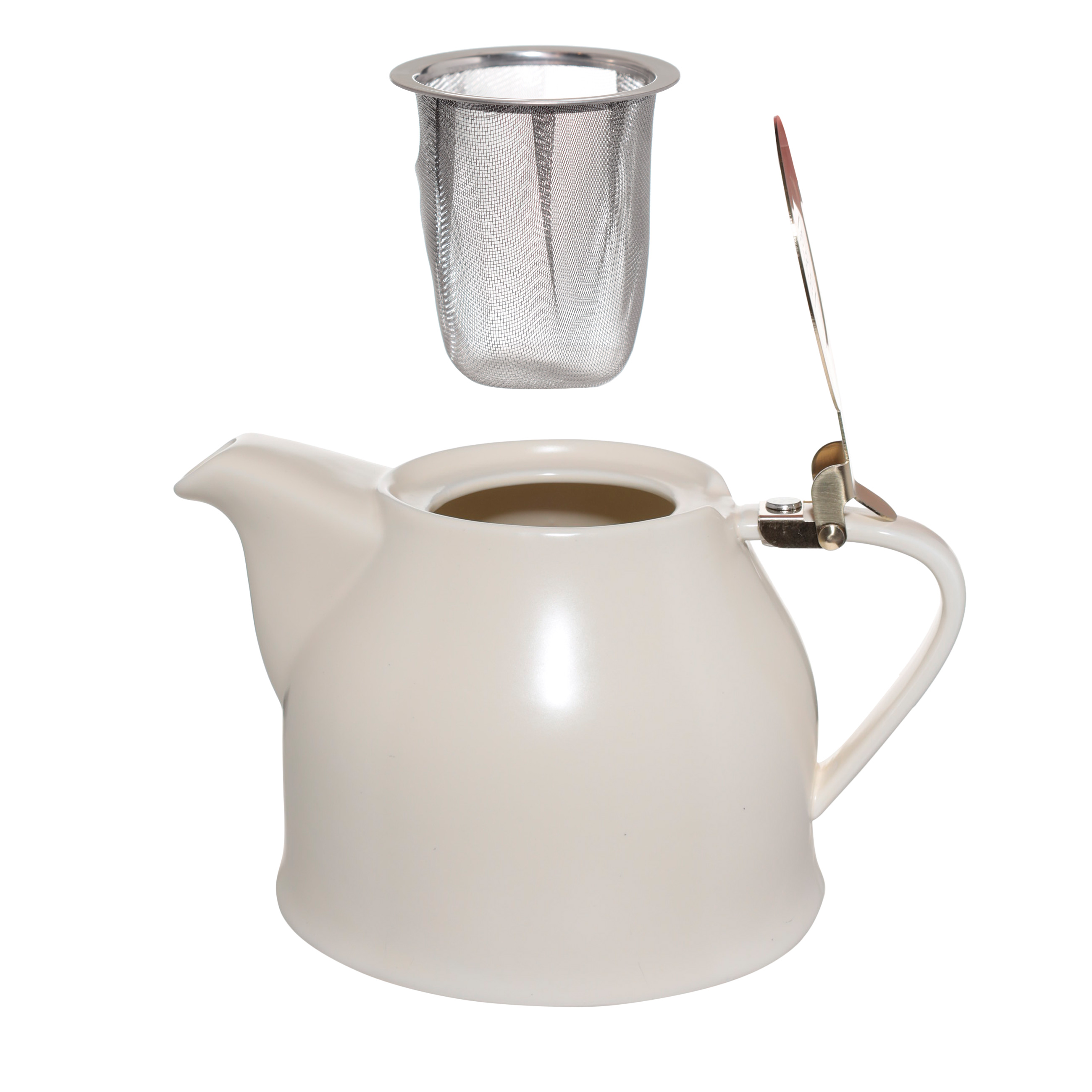Teapot, 1 l, ceramic / steel, milky-golden, Kettle ceramo, image-1