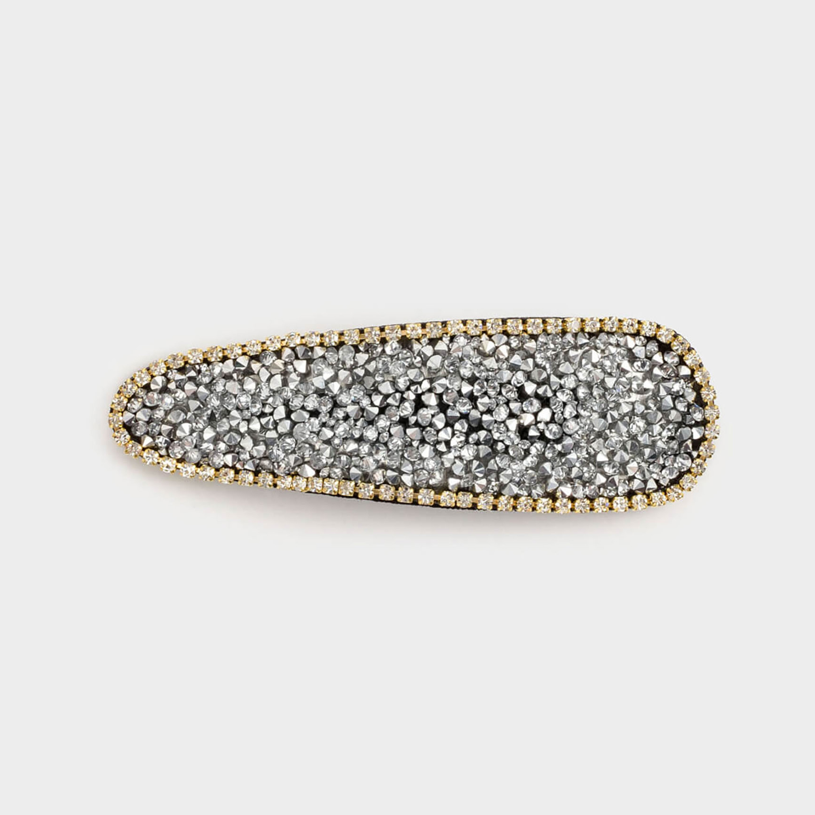 Hair clip, 7 cm, Acrylic / metal, Silver, Jewelry crystal