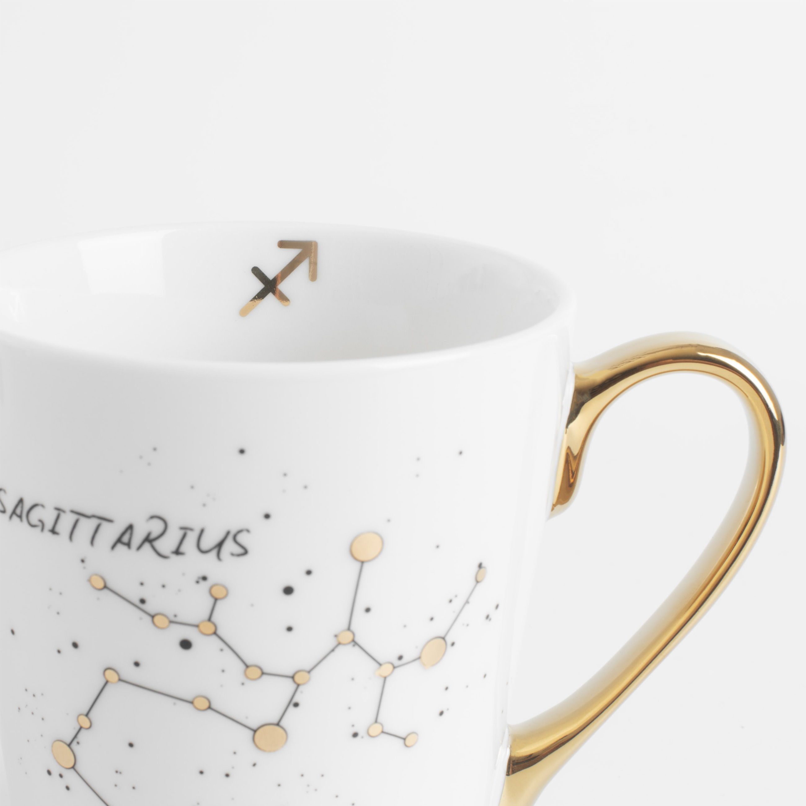 Mug, 400 ml, porcelain N, milky golden, Sagittarius, Zodiac, image-3