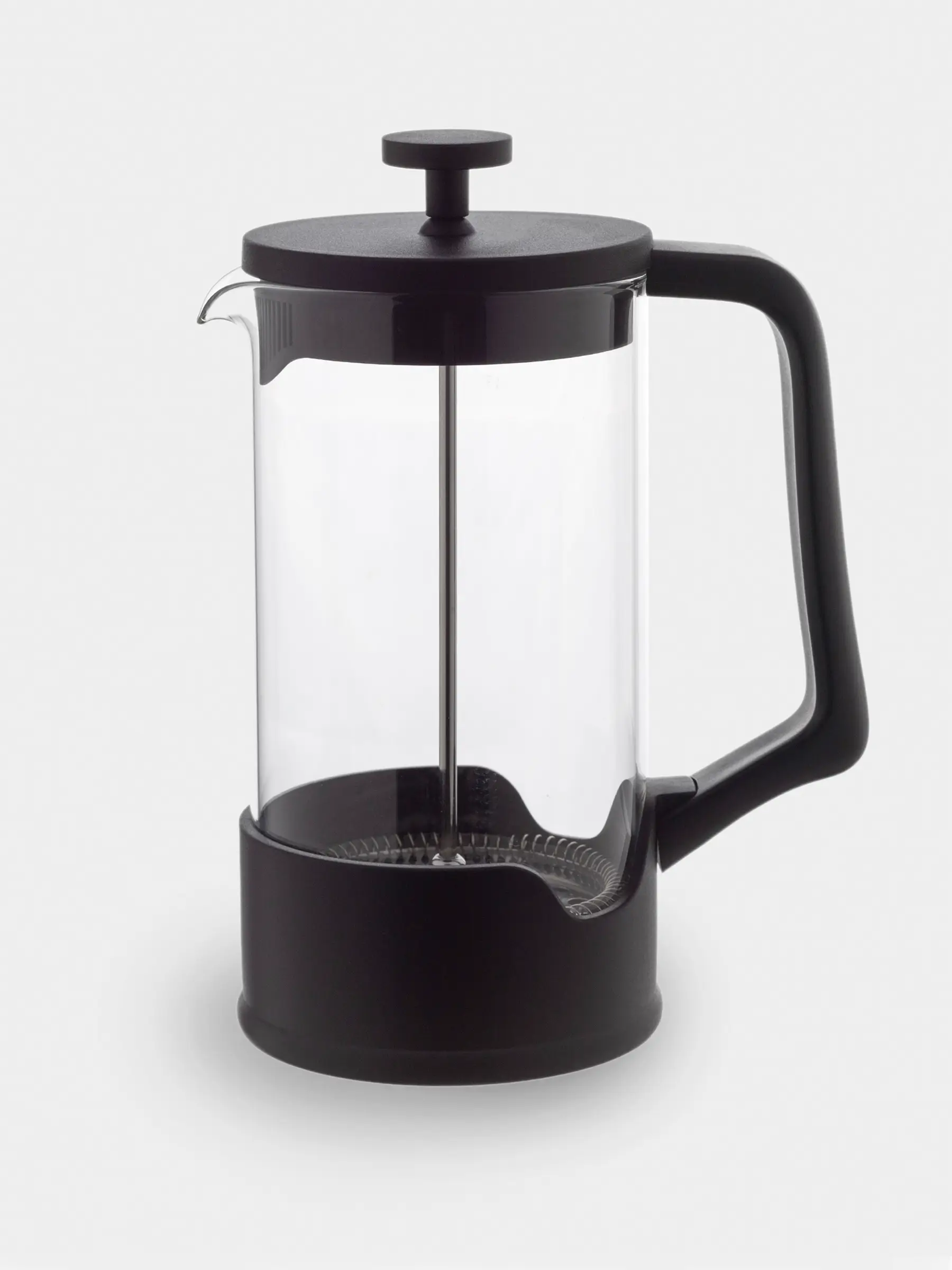 French press, 1 l, glass B/steel, black, Liberica