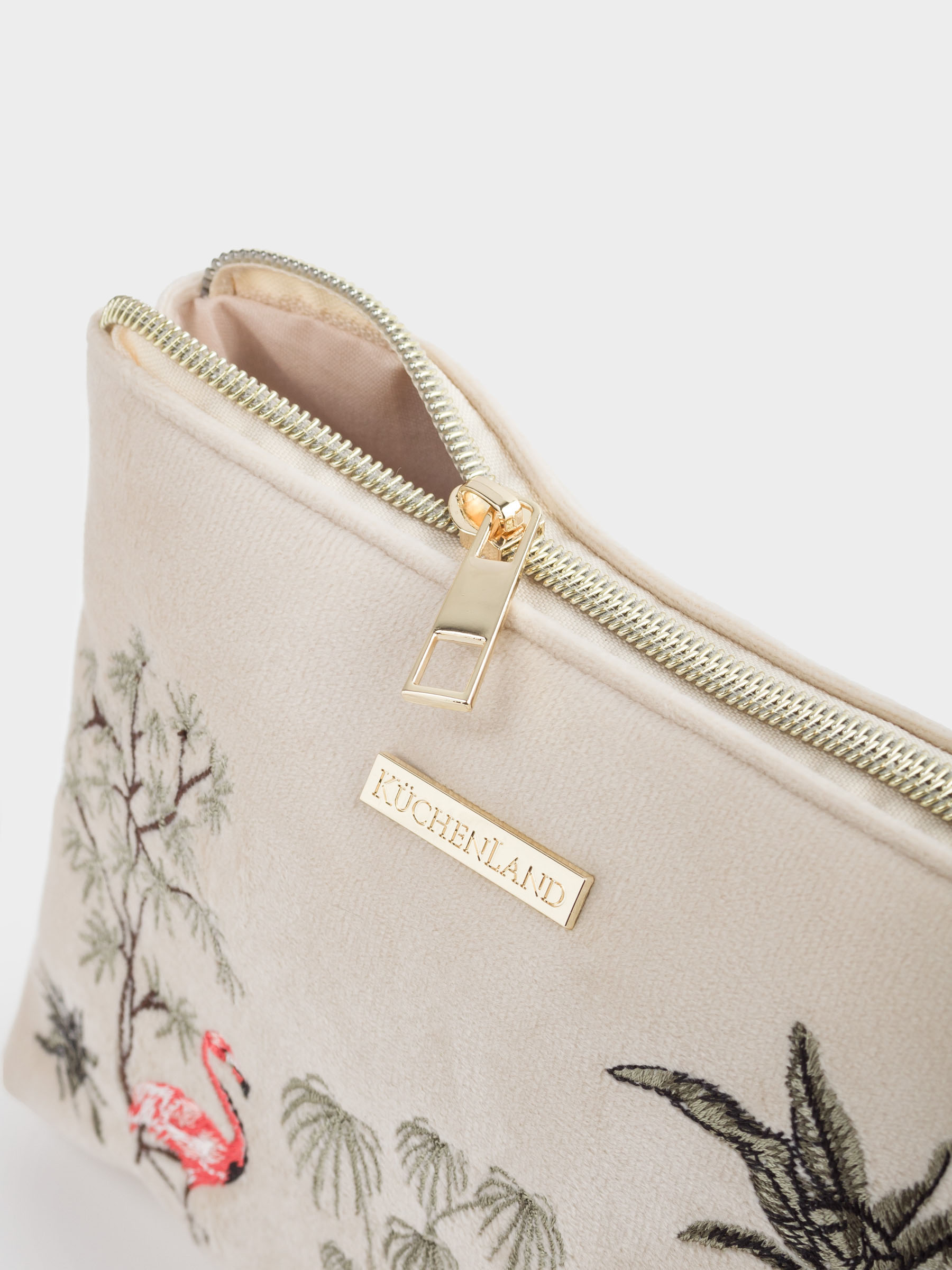Cosmetic bag, 24x15 cm, polyester, sand, Flamingo in the jungle, Oasis print, image-5