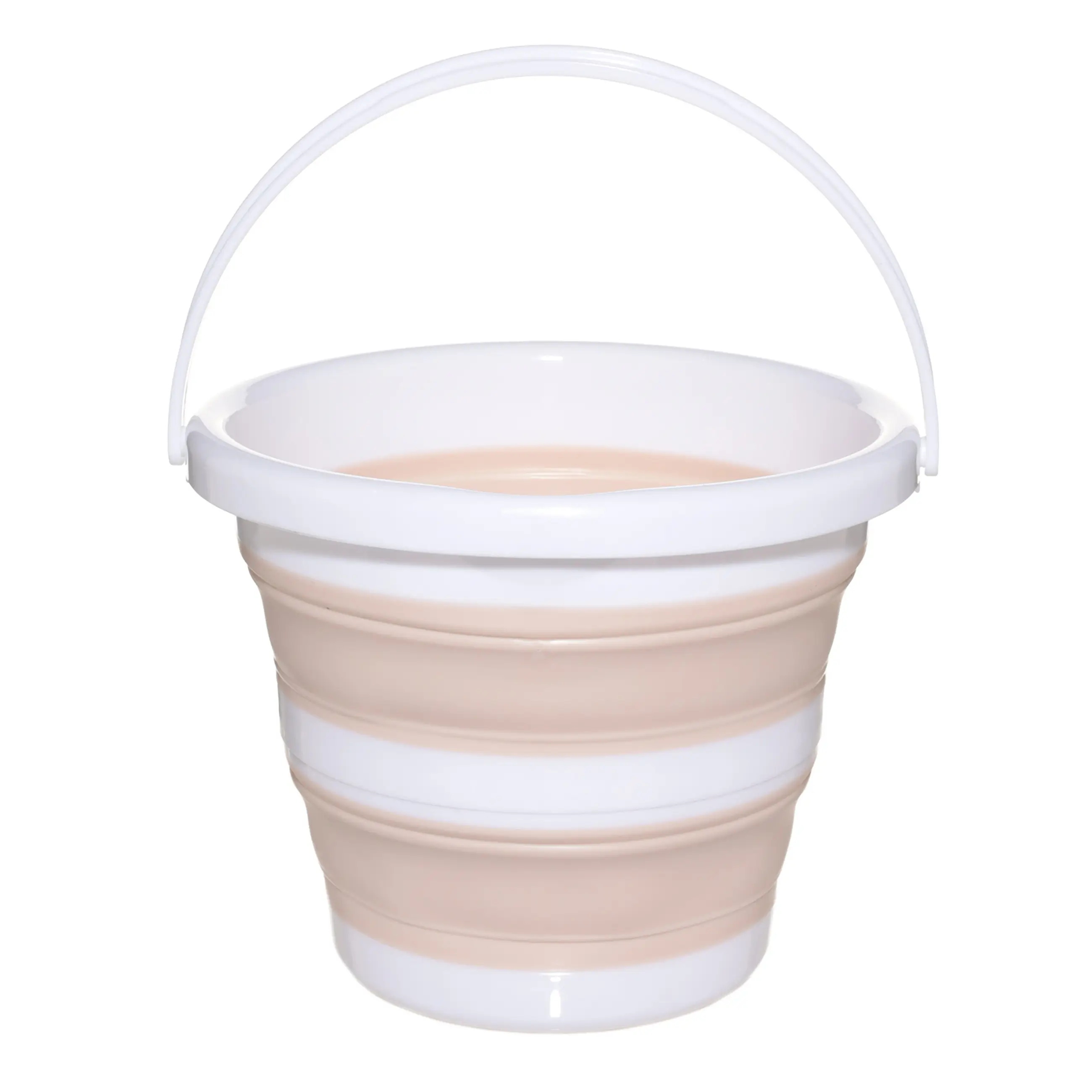Foldable bucket, 5 l, plastic / rubber, beige-pink, Foldaway, image-0