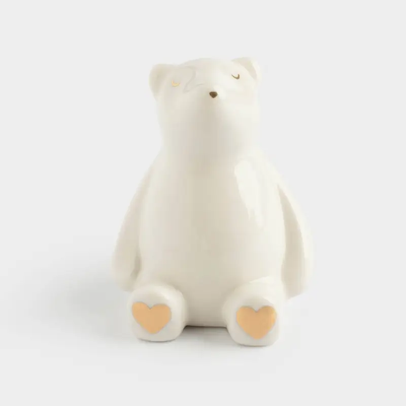 Statuette, 8 cm, porcelain P, milky-gold, Bear, Bear
