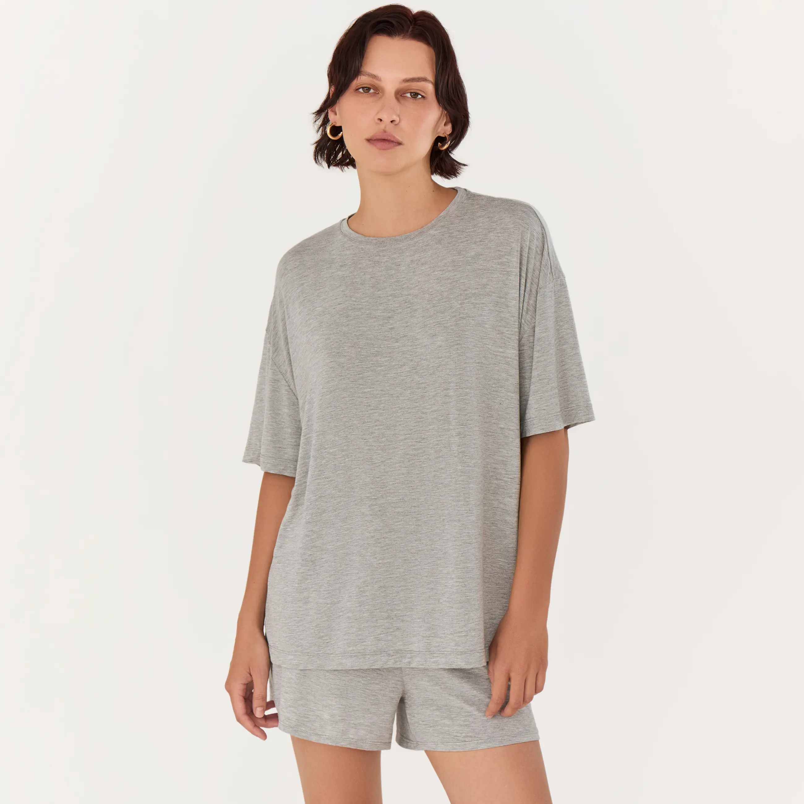 Women's T-shirt, homewear, size L, bamboo, grey melange, Rima