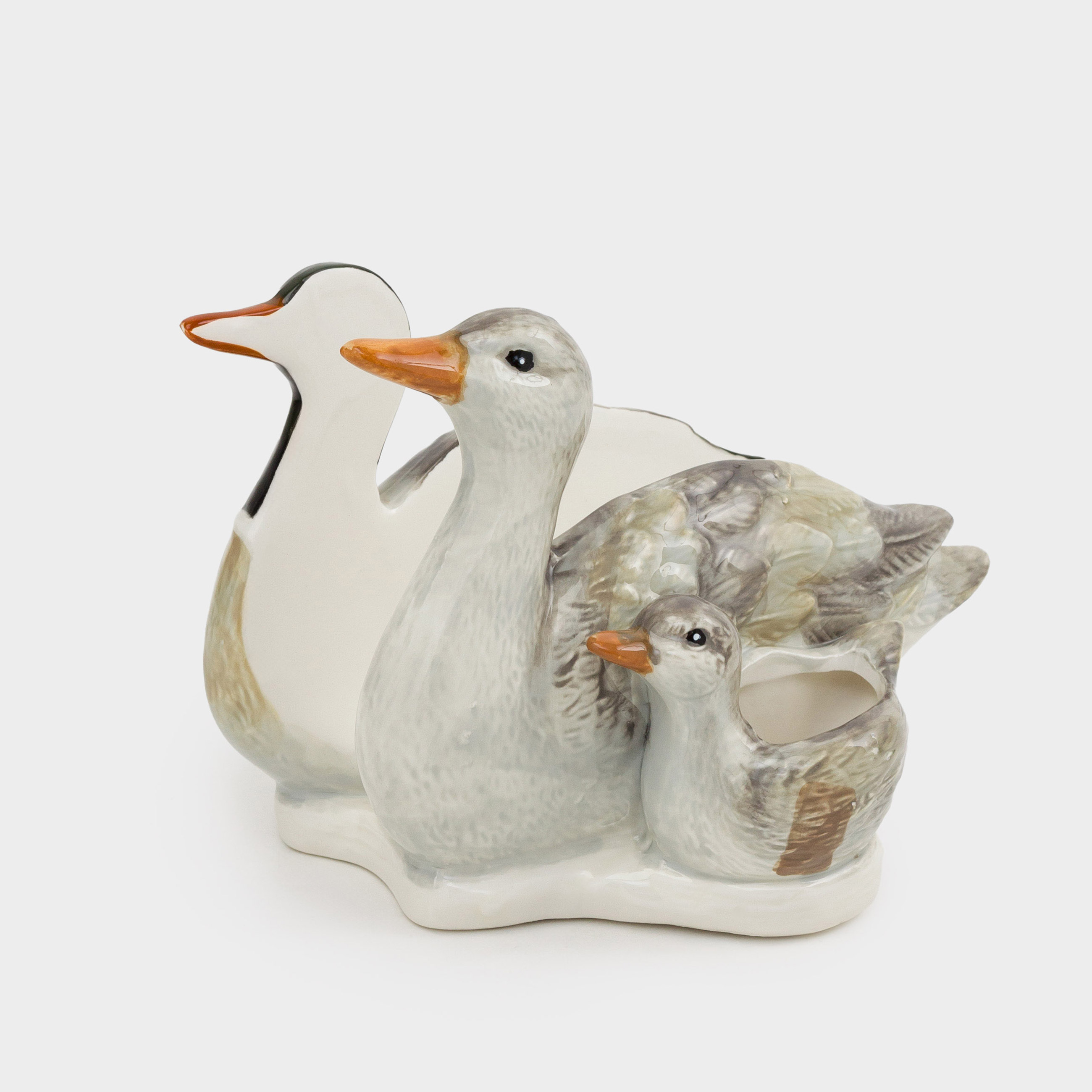 Napkin holder, 15 cm, with toothpick compartment, ceramic, Ducks and duckling, Duck, image-0