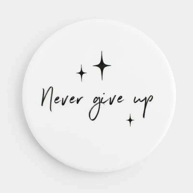 Coaster, 11 cm, ceramic / cork, round, White, Scroll