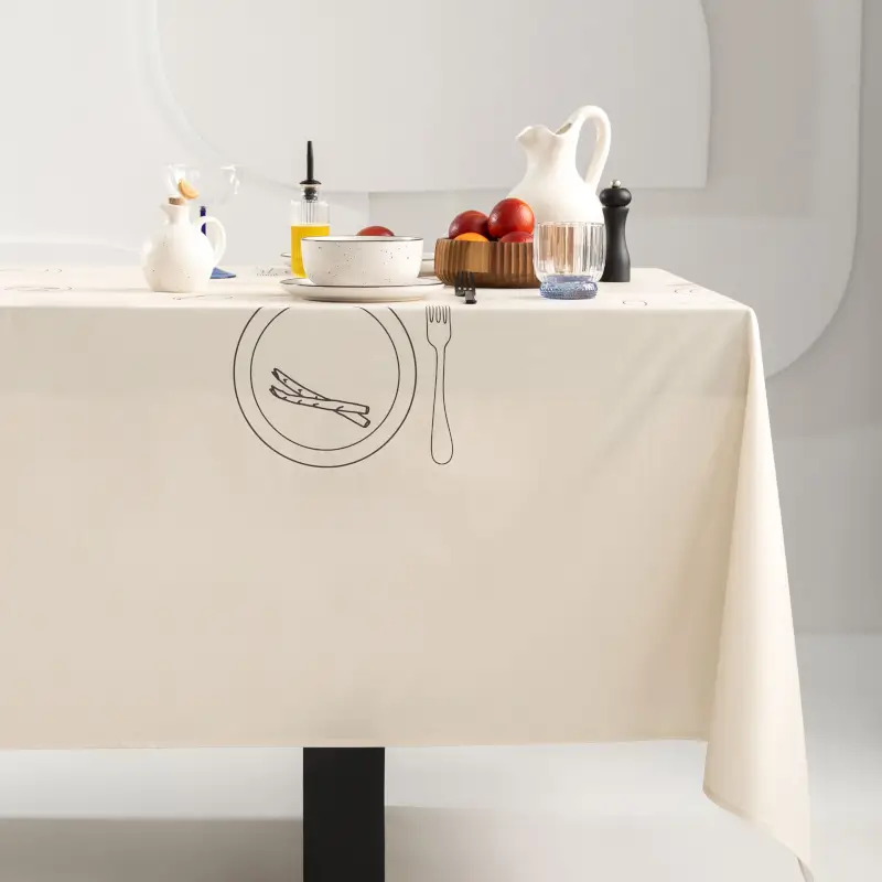 Tablecloth, 170x250 cm, cotton, beige, Table setting, Kitchen art ,image-0